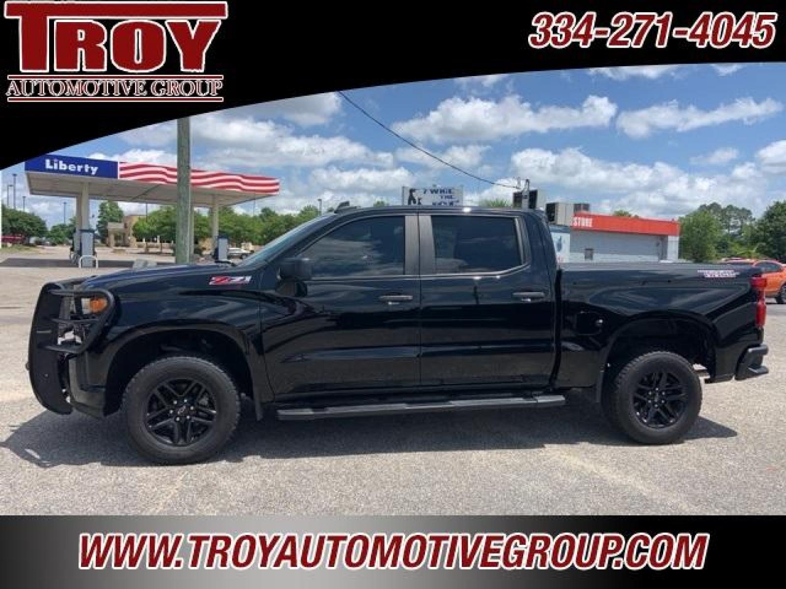 2021 Black /Jet Black Chevrolet Silverado 1500 Custom Trail Boss (3GCPYCEF1MG) with an EcoTec3 5.3L V8 engine, Automatic transmission, located at 6812 Atlanta Hwy, Montgomery, AL, 36117, (334) 271-4045, 32.382118, -86.178673 - 1-Owner!!<br>Full Police Package Truck!!<br>Lights-Sirens-CB!!<br>HDX Brush Guard!!<br>Winch!!<br>Flip Up Bedcover!! - Photo #1