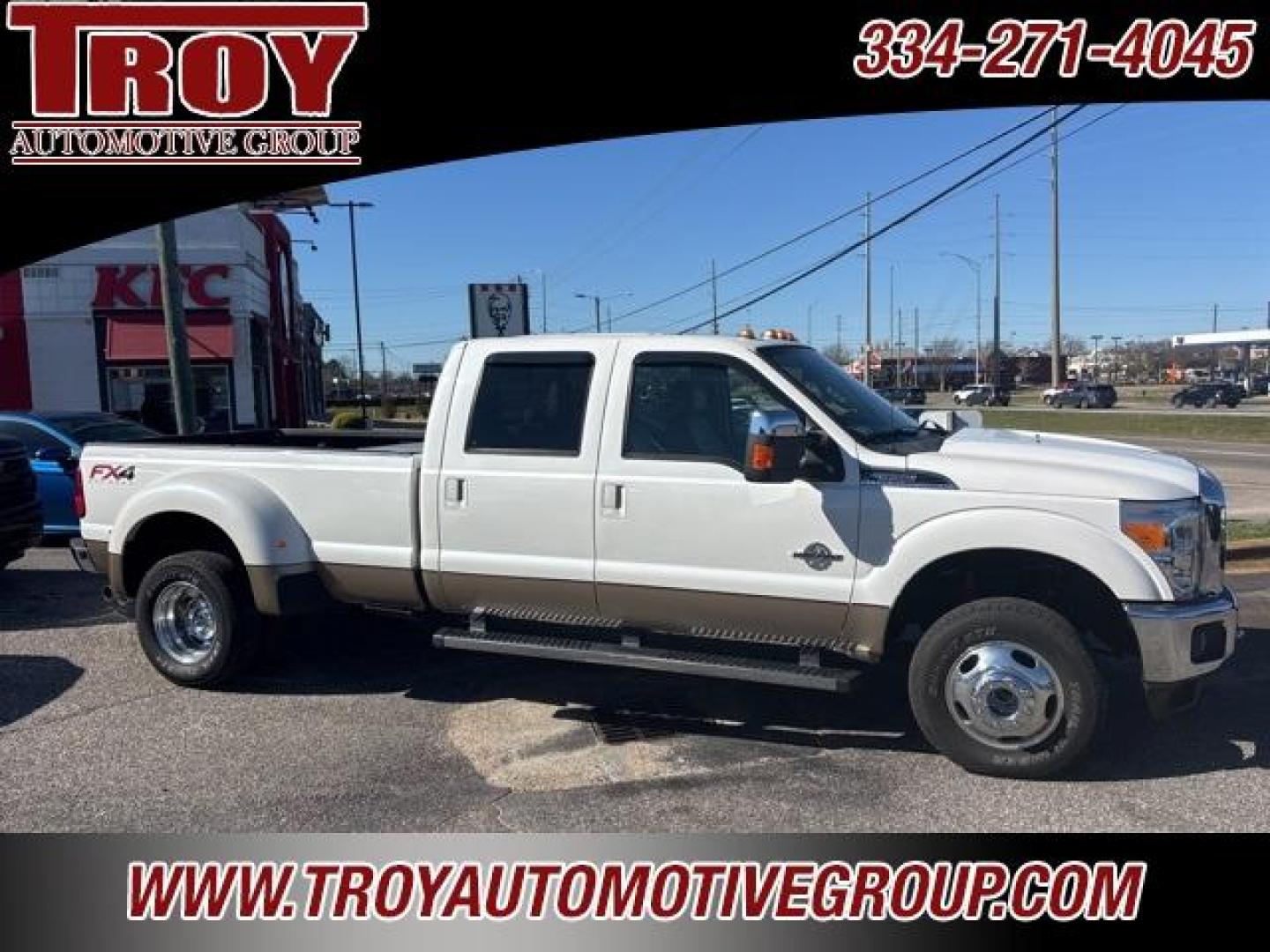 2014 White /Pecan Ford F-350SD Lariat (1FT8W3DT1EE) with an Power Stroke 6.7L V8 DI 32V OHV Turbodiesel engine, Automatic transmission, located at 6812 Atlanta Hwy, Montgomery, AL, 36117, (334) 271-4045, 32.382118, -86.178673 - Recent Arrival!<br>Power Sunroof!!<br>FX4 Package!!<br>2-Master Keys!!<br><br><br>White 2014 Ford F-350SD Lariat 4WD DRW Power Stroke 6.7L V8 DI 32V OHV Turbodiesel TorqShift 6-Speed Automatic with Overdrive<br><br>Financing Available---Top Value for Trades.<br><br>Odometer is 96810 miles below mark - Photo#1