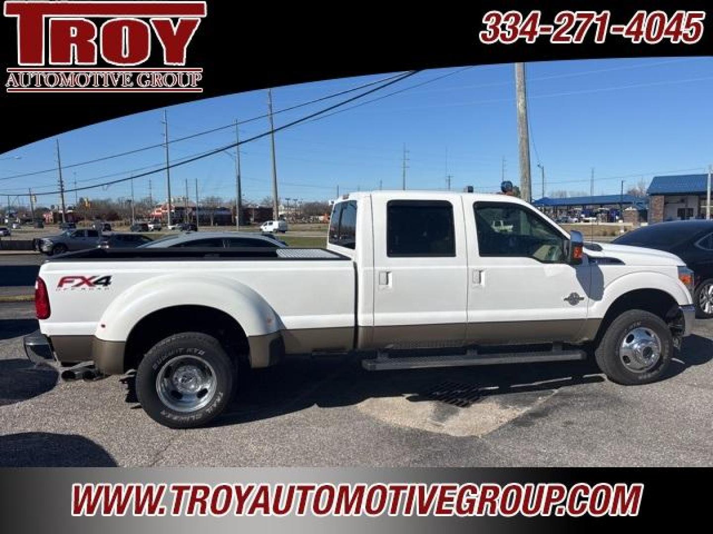 2014 White /Pecan Ford F-350SD Lariat (1FT8W3DT1EE) with an Power Stroke 6.7L V8 DI 32V OHV Turbodiesel engine, Automatic transmission, located at 6812 Atlanta Hwy, Montgomery, AL, 36117, (334) 271-4045, 32.382118, -86.178673 - Recent Arrival!<br>Power Sunroof!!<br>FX4 Package!!<br>2-Master Keys!!<br><br><br>White 2014 Ford F-350SD Lariat 4WD DRW Power Stroke 6.7L V8 DI 32V OHV Turbodiesel TorqShift 6-Speed Automatic with Overdrive<br><br>Financing Available---Top Value for Trades.<br><br>Odometer is 96810 miles below mark - Photo#2