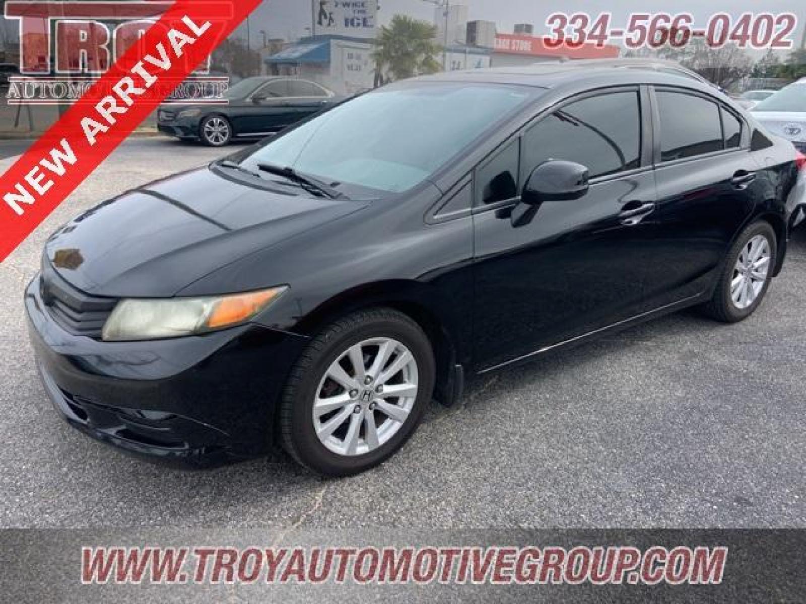 2012 Crystal Black Pearl /Gray Honda Civic EX (2HGFB2F85CH) with an 1.8L I4 SOHC 16V i-VTEC engine, Automatic transmission, located at 6812 Atlanta Hwy, Montgomery, AL, 36117, (334) 271-4045, 32.382118, -86.178673 - Crystal Black Pearl 2012 Honda Civic EX FWD 1.8L I4 SOHC 16V i-VTEC 5-Speed Automatic<br><br>Financing Available---Top Value for Trades.<br><br>28/39 City/Highway MPG<br><br><br>Awards:<br> * 2012 KBB.com Brand Image Awards<br>Kelley Blue Book Brand Image Awards are based on the Brand Watch(tm) stu - Photo #2