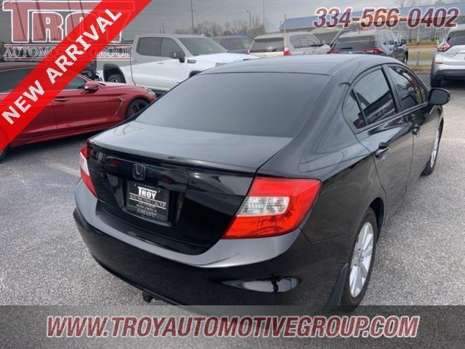2012 Crystal Black Pearl /Gray Honda Civic EX (2HGFB2F85CH) with an 1.8L I4 SOHC 16V i-VTEC engine, Automatic transmission, located at 6812 Atlanta Hwy, Montgomery, AL, 36117, (334) 271-4045, 32.382118, -86.178673 - Crystal Black Pearl 2012 Honda Civic EX FWD 1.8L I4 SOHC 16V i-VTEC 5-Speed Automatic<br><br>Financing Available---Top Value for Trades.<br><br>28/39 City/Highway MPG<br><br><br>Awards:<br> * 2012 KBB.com Brand Image Awards<br>Kelley Blue Book Brand Image Awards are based on the Brand Watch(tm) stu - Photo #9