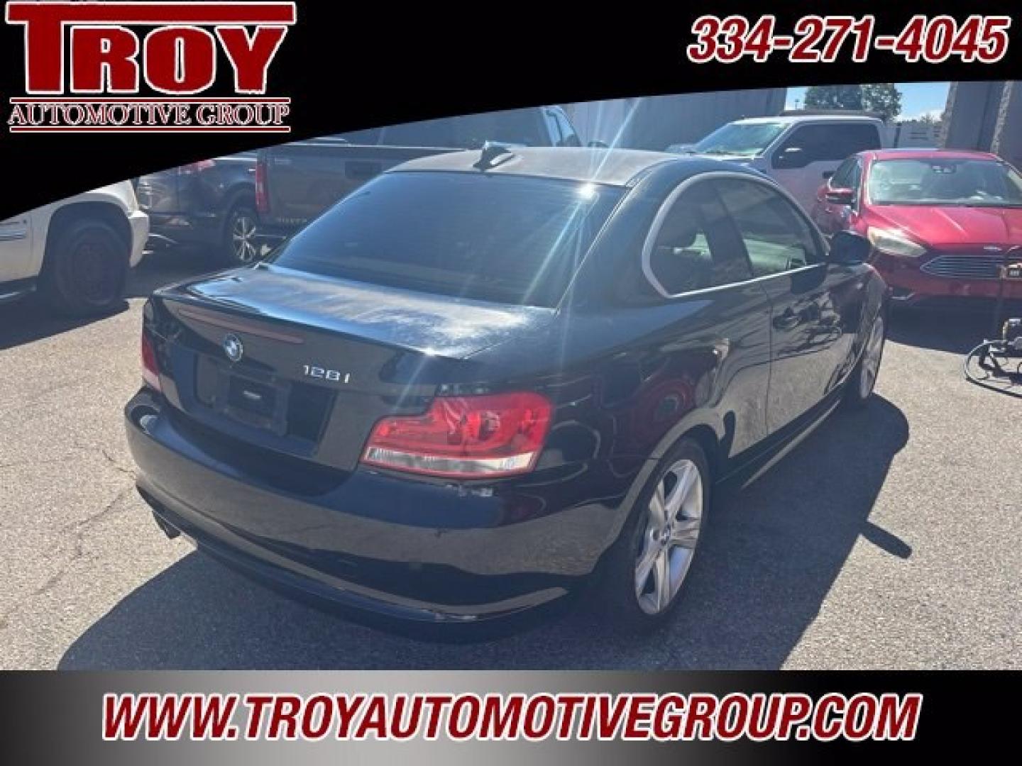 2013 Jet Black /Black BMW 1 Series 128i (WBAUP7C54DV) with an 3.0L I6 DOHC 24V engine, Automatic transmission, located at 6812 Atlanta Hwy, Montgomery, AL, 36117, (334) 271-4045, 32.382118, -86.178673 - Recent Arrival! Priced below KBB Fair Purchase Price!<br><br>Jet Black 2013 BMW 1 Series 128i RWD 3.0L I6 DOHC 24V 6-Speed Automatic Steptronic<br><br>Financing Available---Top Value for Trades.<br><br>18/28 City/Highway MPG<br><br><br>Awards:<br> * 2013 KBB.com Brand Image Awards<br><br>Reviews:<b- Photo#6