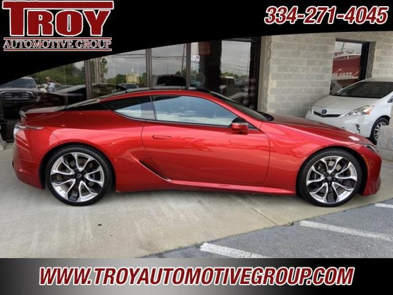 2018 Infrared /Black Lexus LC 500 (JTHHP5AY2JA) with an 5.0L DOHC engine, Automatic transmission, located at 6812 Atlanta Hwy, Montgomery, AL, 36117, (334) 271-4045, 32.382118, -86.178673 - Sport Package w/ Glass roof. $1,400<br>21 Forged Wheels $2,650<br>Carbon Fiber Package $2,398<br>Heads Up Display $900<br>Convenience Package. Blind Spot Rear Traffiic Cross<br> Alert Park Assist. $1,000<br>Limited Slip Differential $390<br>Mark Levinson Sound. $1,220<br>1-Owner-No Accidents - Photo #0