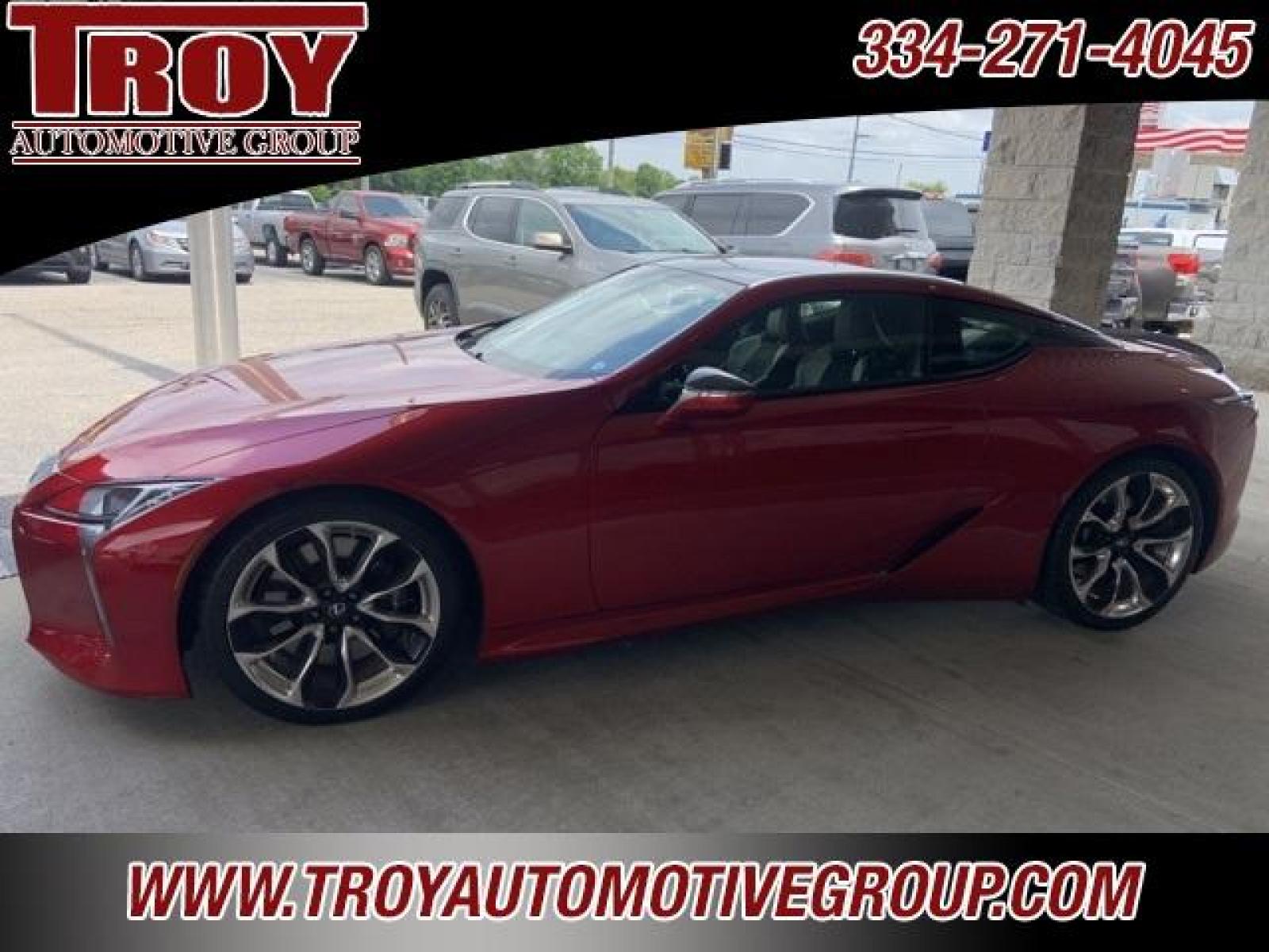 2018 Infrared /Black Lexus LC 500 (JTHHP5AY2JA) with an 5.0L DOHC engine, Automatic transmission, located at 6812 Atlanta Hwy, Montgomery, AL, 36117, (334) 271-4045, 32.382118, -86.178673 - Sport Package w/ Glass roof. $1,400<br>21 Forged Wheels $2,650<br>Carbon Fiber Package $2,398<br>Heads Up Display $900<br>Convenience Package. Blind Spot Rear Traffiic Cross<br> Alert Park Assist. $1,000<br>Limited Slip Differential $390<br>Mark Levinson Sound. $1,220<br>1-Owner-No Accidents - Photo #1