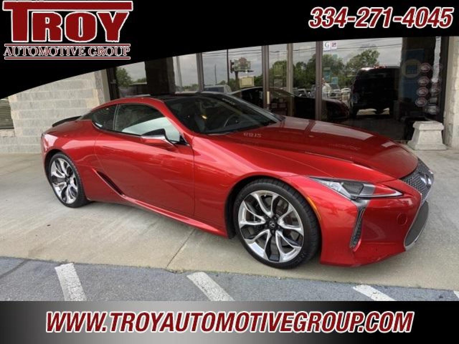 2018 Infrared /Black Lexus LC 500 (JTHHP5AY2JA) with an 5.0L DOHC engine, Automatic transmission, located at 6812 Atlanta Hwy, Montgomery, AL, 36117, (334) 271-4045, 32.382118, -86.178673 - Sport Package w/ Glass roof. $1,400<br>21 Forged Wheels $2,650<br>Carbon Fiber Package $2,398<br>Heads Up Display $900<br>Convenience Package. Blind Spot Rear Traffiic Cross<br> Alert Park Assist. $1,000<br>Limited Slip Differential $390<br>Mark Levinson Sound. $1,220<br>1-Owner-No Accidents - Photo #2