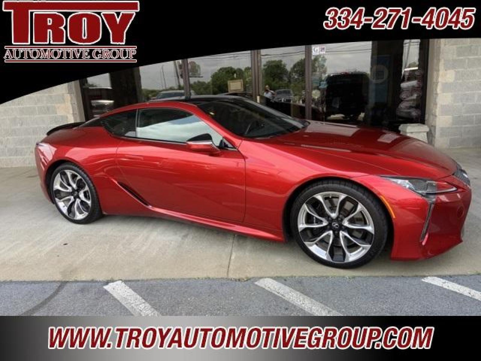 2018 Infrared /Black Lexus LC 500 (JTHHP5AY2JA) with an 5.0L DOHC engine, Automatic transmission, located at 6812 Atlanta Hwy, Montgomery, AL, 36117, (334) 271-4045, 32.382118, -86.178673 - Sport Package w/ Glass roof. $1,400<br>21 Forged Wheels $2,650<br>Carbon Fiber Package $2,398<br>Heads Up Display $900<br>Convenience Package. Blind Spot Rear Traffiic Cross<br> Alert Park Assist. $1,000<br>Limited Slip Differential $390<br>Mark Levinson Sound. $1,220<br>1-Owner-No Accidents - Photo #3
