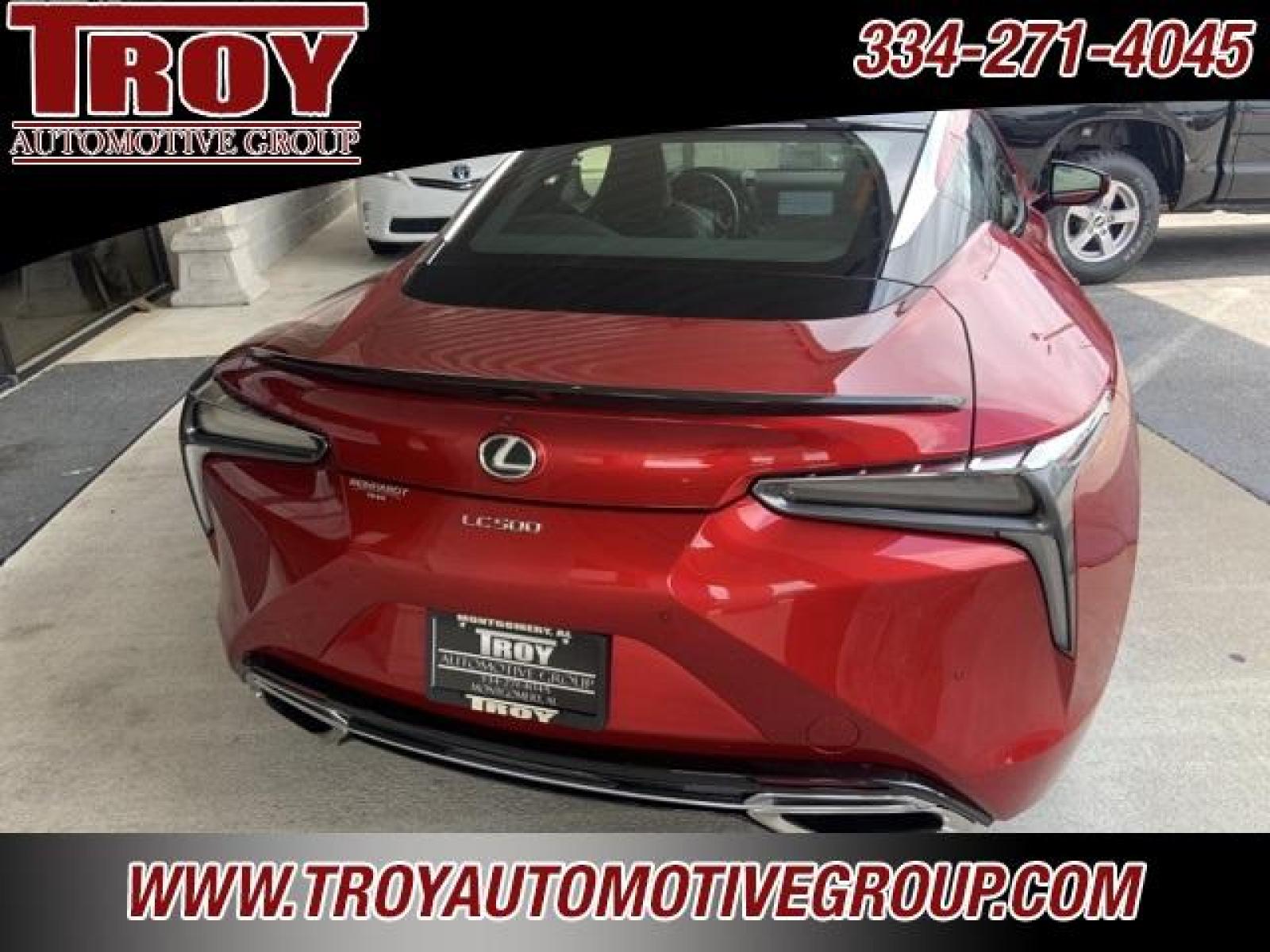 2018 Infrared /Black Lexus LC 500 (JTHHP5AY2JA) with an 5.0L DOHC engine, Automatic transmission, located at 6812 Atlanta Hwy, Montgomery, AL, 36117, (334) 271-4045, 32.382118, -86.178673 - Sport Package w/ Glass roof. $1,400<br>21 Forged Wheels $2,650<br>Carbon Fiber Package $2,398<br>Heads Up Display $900<br>Convenience Package. Blind Spot Rear Traffiic Cross<br> Alert Park Assist. $1,000<br>Limited Slip Differential $390<br>Mark Levinson Sound. $1,220<br>1-Owner-No Accidents - Photo #6