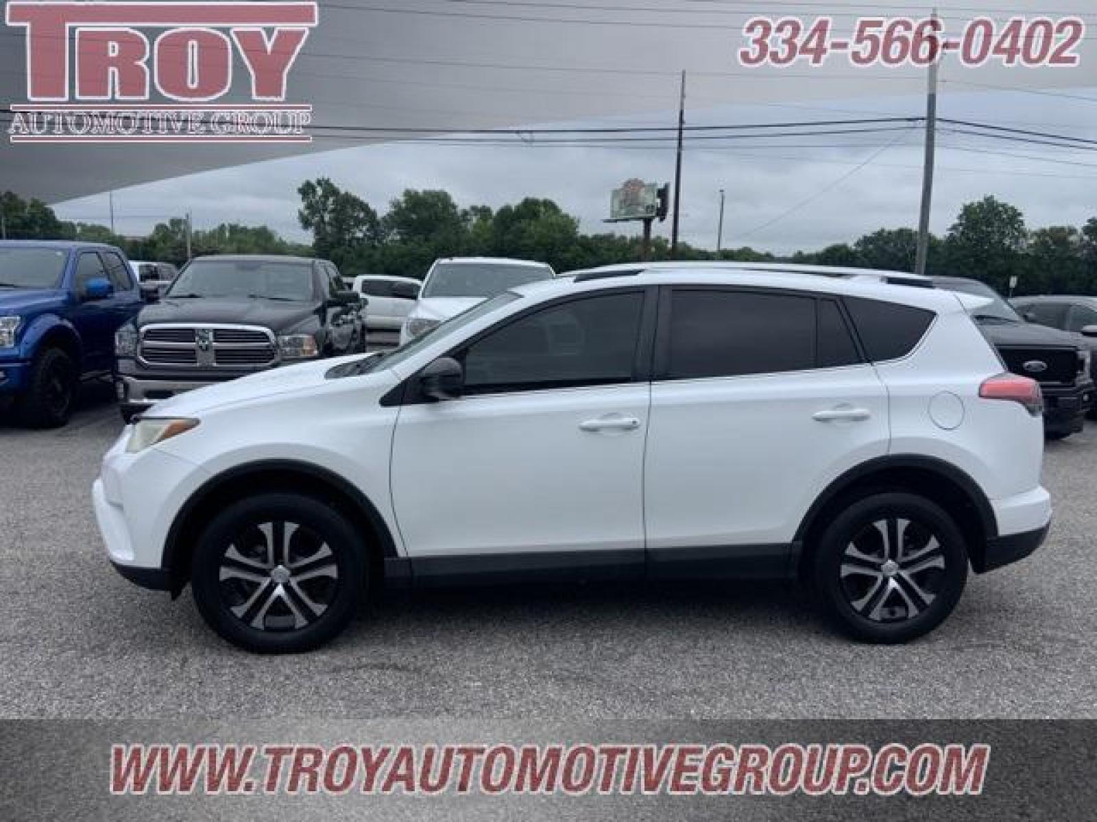 2016 Super White /Ash Toyota RAV4 LE (2T3ZFREV1GW) with an 2.5L 4-Cylinder DOHC Dual VVT-i engine, Automatic transmission, located at 6812 Atlanta Hwy, Montgomery, AL, 36117, (334) 271-4045, 32.382118, -86.178673 - 1-Owner!! White 2016 Toyota RAV4 LE FWD 2.5L 4-Cylinder DOHC Dual VVT-i 6-Speed Automatic<br><br>Financing Available---Top Value for Trades.<br><br>23/30 City/Highway MPG<br><br><br>Awards:<br> * JD Power Automotive Performance, Execution and Layout (APEAL) Study * 2016 IIHS Top Safety Pick+ - Photo #0