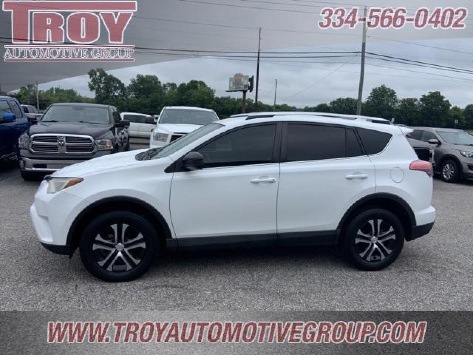 2016 Super White /Ash Toyota RAV4 LE (2T3ZFREV1GW) with an 2.5L 4-Cylinder DOHC Dual VVT-i engine, Automatic transmission, located at 6812 Atlanta Hwy, Montgomery, AL, 36117, (334) 271-4045, 32.382118, -86.178673 - 1-Owner!! White 2016 Toyota RAV4 LE FWD 2.5L 4-Cylinder DOHC Dual VVT-i 6-Speed Automatic<br><br>Financing Available---Top Value for Trades.<br><br>23/30 City/Highway MPG<br><br><br>Awards:<br> * JD Power Automotive Performance, Execution and Layout (APEAL) Study * 2016 IIHS Top Safety Pick+ - Photo #1