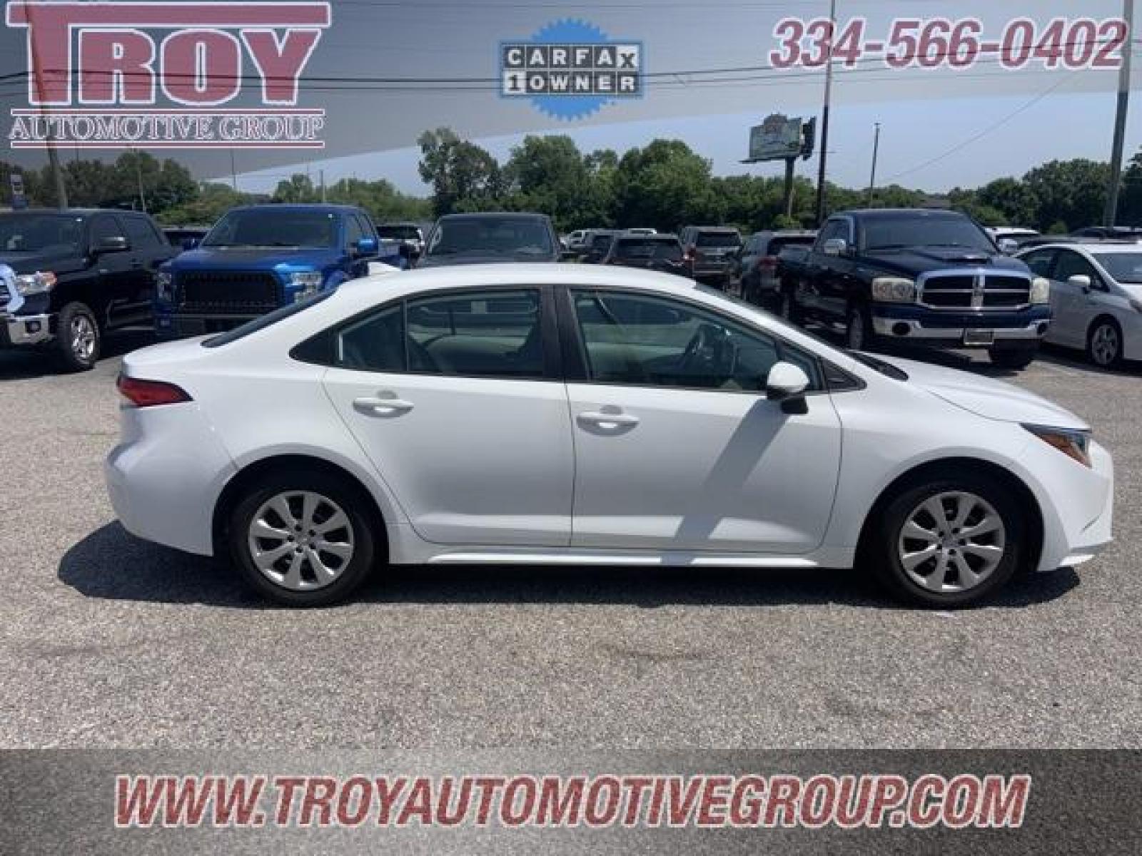 2021 White /Light Gray Toyota Corolla LE (5YFEPMAE5MP) with an 1.8L I4 DOHC 16V engine, CVT transmission, located at 6812 Atlanta Hwy, Montgomery, AL, 36117, (334) 271-4045, 32.382118, -86.178673 - White 2021 Toyota Corolla LE FWD 1.8L I4 DOHC 16V CVT<br><br>Financing Available---Top Value for Trades.<br><br>30/38 City/Highway MPG - Photo #0