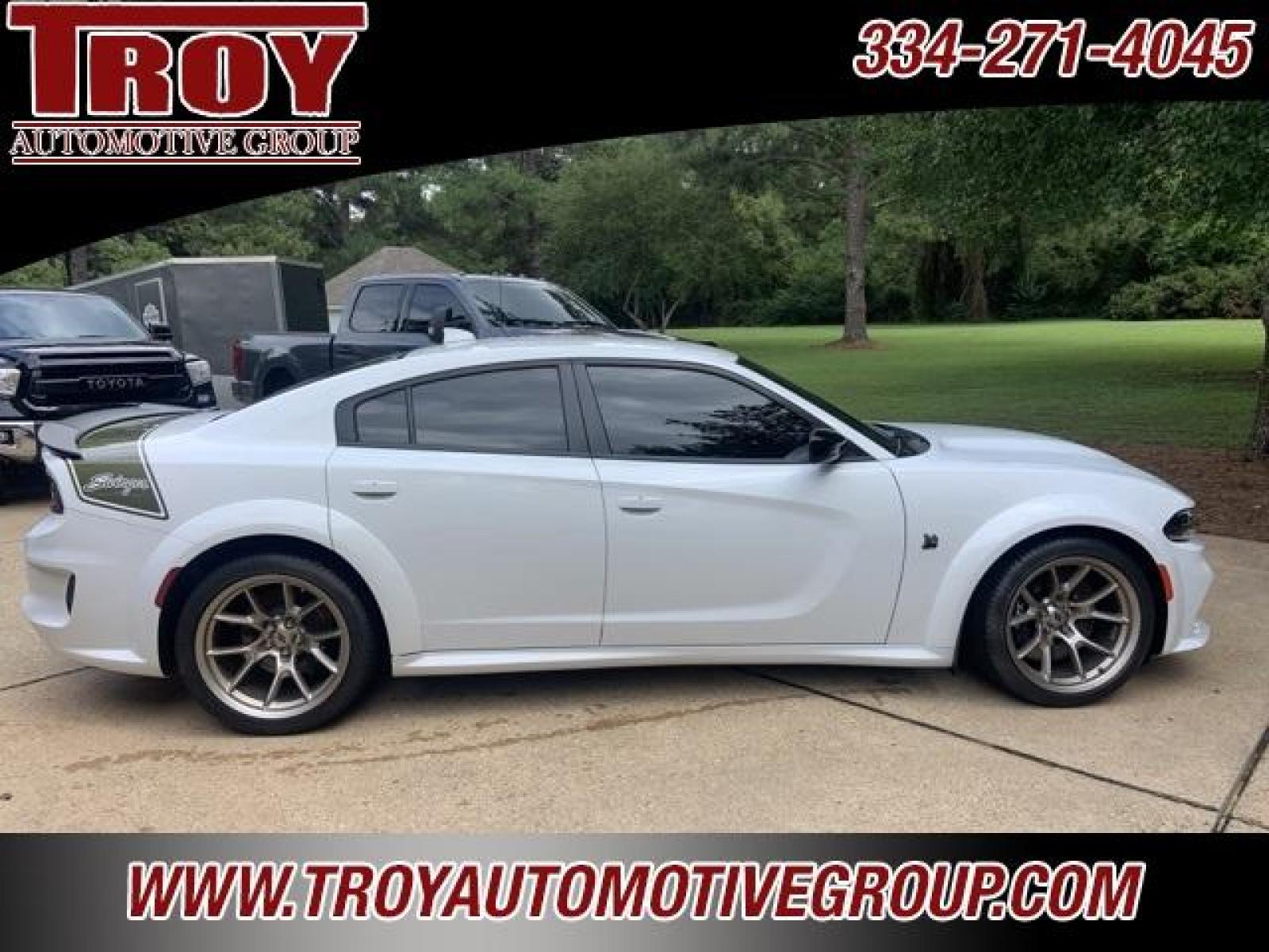 2023 White Knuckle Clearcoat /Black Dodge Charger R/T Scat Pack Widebody (2C3CDXGJ3PH) with an SRT HEMI 6.4L V8 MDS engine, Automatic transmission, located at 6812 Atlanta Hwy, Montgomery, AL, 36117, (334) 271-4045, 32.382118, -86.178673 - 1 of 300 Last Calls Swinger Edition<br> - Photo #0