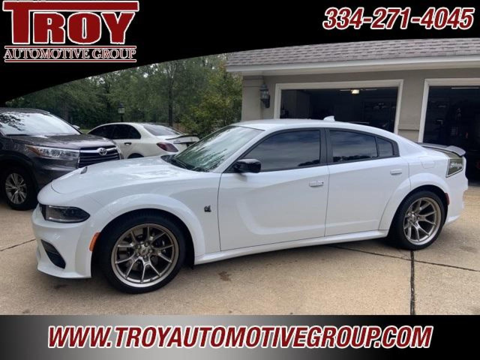 2023 White Knuckle Clearcoat /Black Dodge Charger R/T Scat Pack Widebody (2C3CDXGJ3PH) with an SRT HEMI 6.4L V8 MDS engine, Automatic transmission, located at 6812 Atlanta Hwy, Montgomery, AL, 36117, (334) 271-4045, 32.382118, -86.178673 - 1 of 300 Last Calls Swinger Edition<br> - Photo #1