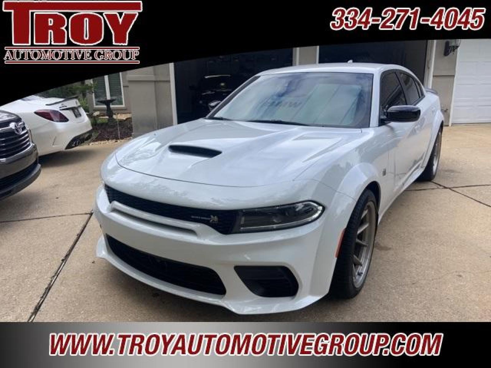 2023 White Knuckle Clearcoat /Black Dodge Charger R/T Scat Pack Widebody (2C3CDXGJ3PH) with an SRT HEMI 6.4L V8 MDS engine, Automatic transmission, located at 6812 Atlanta Hwy, Montgomery, AL, 36117, (334) 271-4045, 32.382118, -86.178673 - 1 of 300 Last Calls Swinger Edition<br> - Photo #4