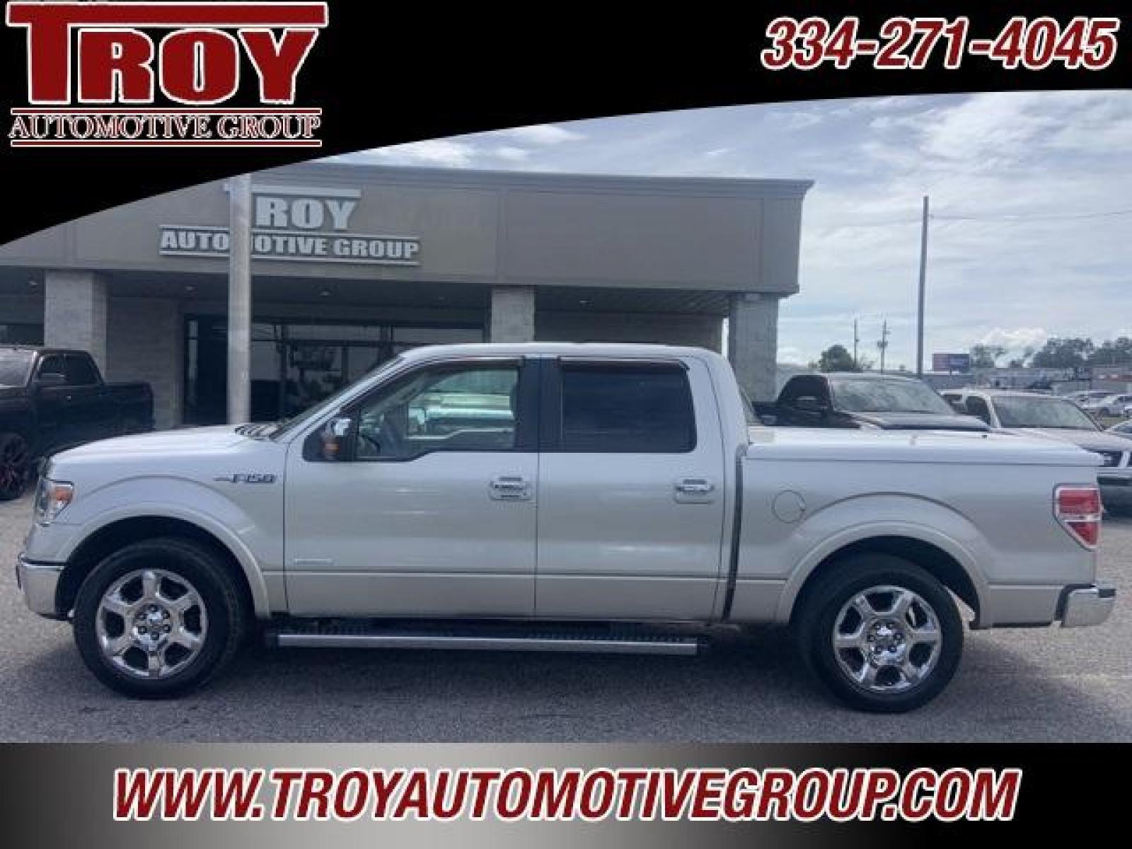 2013 White Platinum Metallic Tri-Coat /Pecan Ford F-150 Lariat (1FTFW1CT3DF) with an 3.5L V6 engine, Automatic transmission, located at 6812 Atlanta Hwy, Montgomery, AL, 36117, (334) 271-4045, 32.382118, -86.178673 - ABS brakes, Alloy wheels, Compass, Electronic Stability Control, Front dual zone A/C, Heated door mirrors, Heated front seats, Illuminated entry, Low tire pressure warning, Remote keyless entry, Traction control.<br><br><br>White Platinum Metallic Tri-Coat 2013 Ford F-150 Lariat RWD 3.5L V6 6-Speed - Photo #0