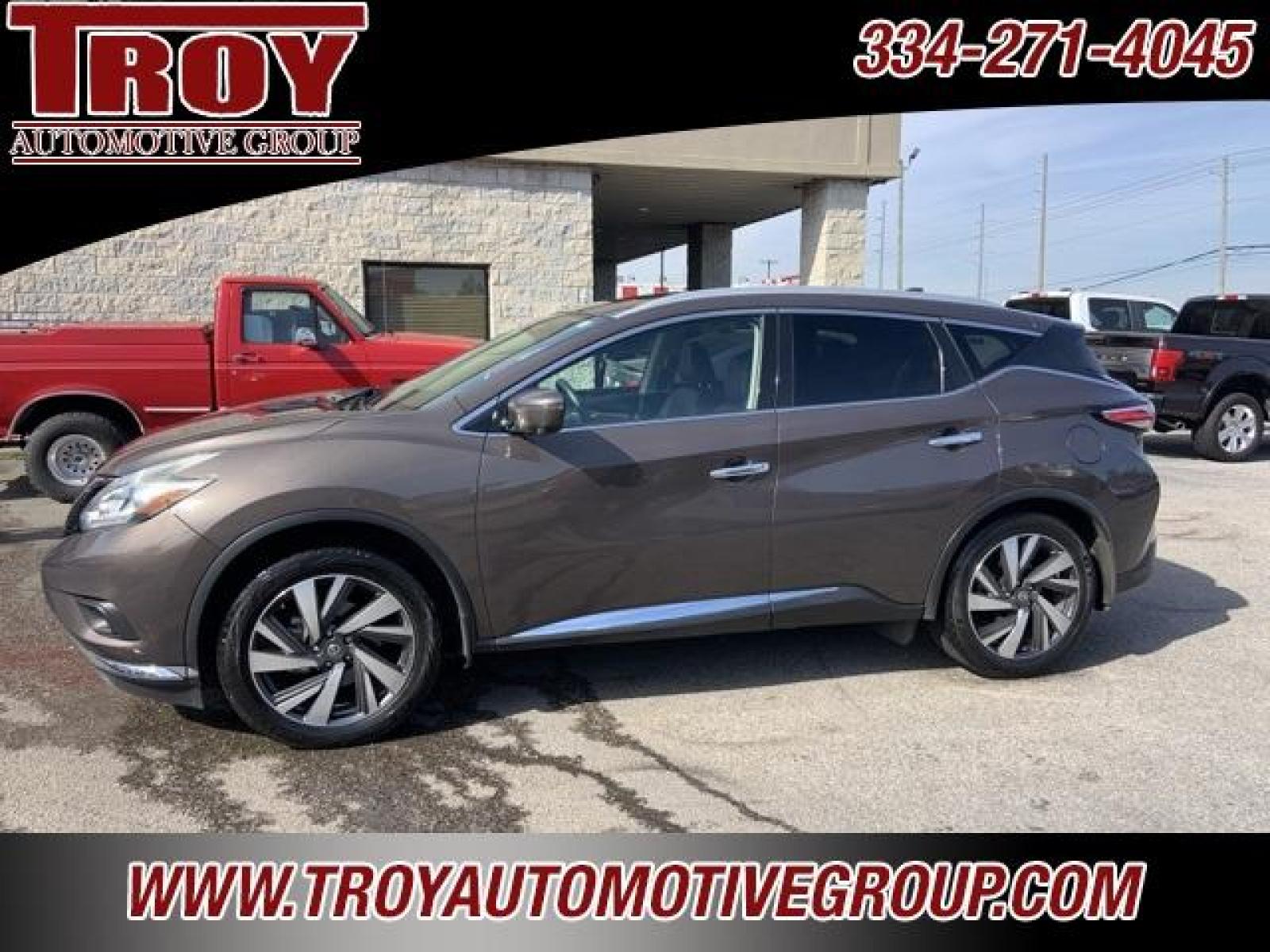 2018 Java Metallic /Mocha Nissan Murano Platinum (5N1AZ2MG8JN) with an 3.5L V6 DOHC 24V engine, CVT transmission, located at 6812 Atlanta Hwy, Montgomery, AL, 36117, (334) 271-4045, 32.382118, -86.178673 - Java Metallic 2018 Nissan Murano Platinum FWD 3.5L V6 DOHC 24V CVT with Xtronic<br><br>Financing Available---Top Value for Trades.<br><br>21/28 City/Highway MPG - Photo #1