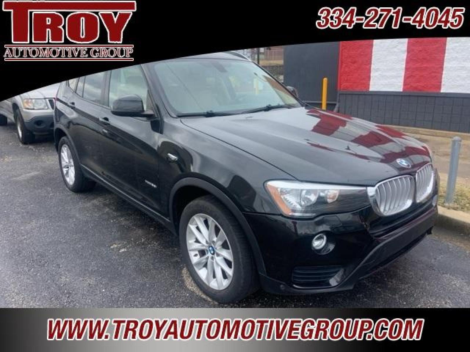 2015 Black Sapphire Metallic /Sand Beige BMW X3 xDrive28i (5UXWX9C58F0) with an 2.0L I4 TwinPower Turbo engine, Automatic transmission, located at 6812 Atlanta Hwy, Montgomery, AL, 36117, (334) 271-4045, 32.382118, -86.178673 - Black Sapphire Metallic 2015 BMW X3 xDrive28i AWD 2.0L I4 TwinPower Turbo 8-Speed Automatic<br><br>Financing Available---Top Value for Trades.<br><br>21/28 City/Highway MPG<br><br><br>Reviews:<br> * If you want your upscale SUV to accent ''sport,'' then the 2015 BMW X3 may just be the ticket. Of co - Photo #1