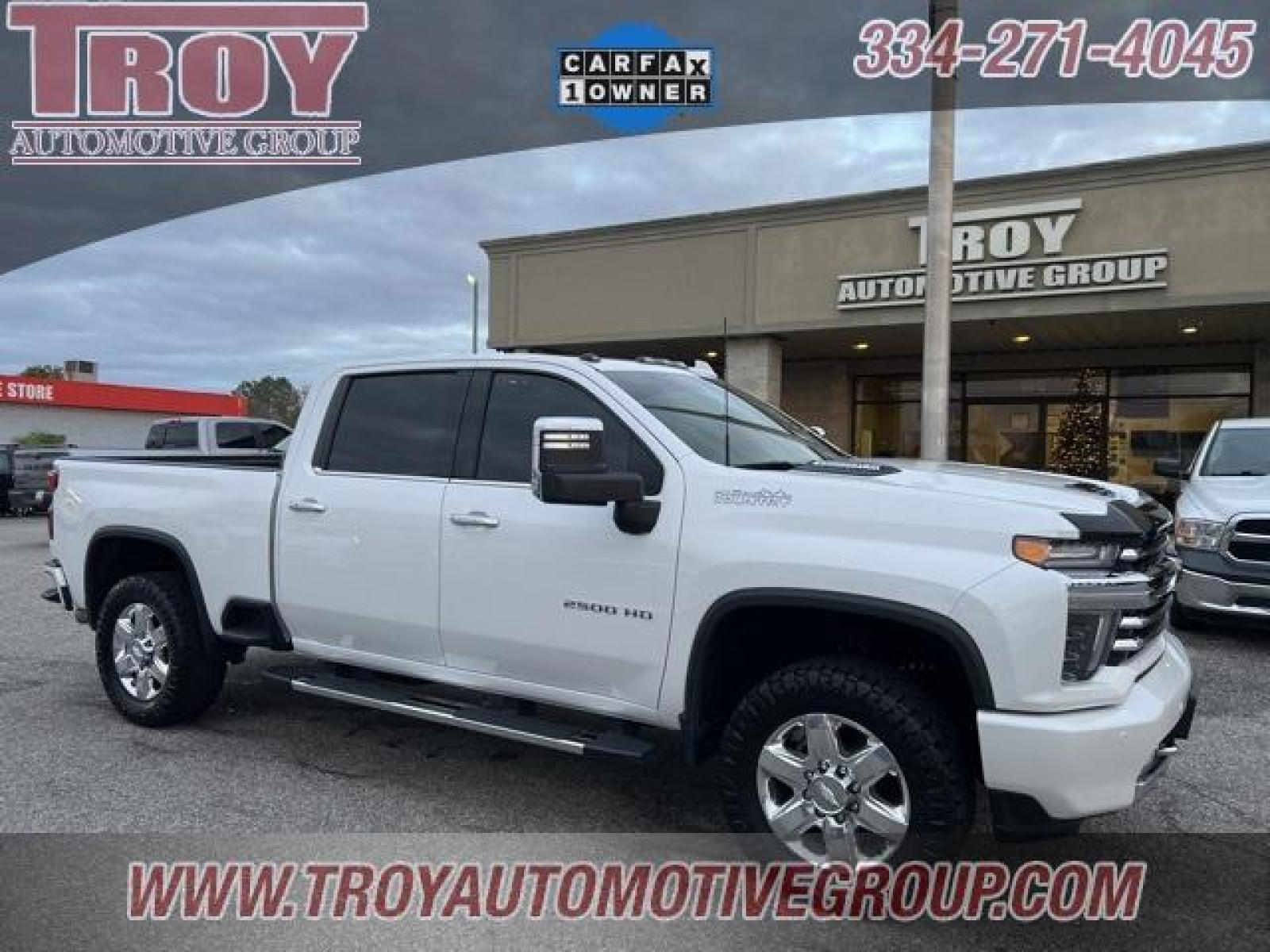 2022 Summit White /Jet Black Chevrolet Silverado 2500HD High Country (1GC4YREY4NF) with an Duramax 6.6L V8 Turbodiesel engine, Automatic transmission, located at 6812 Atlanta Hwy, Montgomery, AL, 36117, (334) 271-4045, 32.382118, -86.178673 - 2022' Chevrolet Silverado 2500 HD High Country, 37k miles, One-Owner Truck, 6.6Ltr Duramax Diesel, Allison Automatic Transmission, Heated/Cooled Seats, Power Sliding Moonroof, Technology Pkg (Heads Up Display, Surround View Cameras, Camera fed Rear View Camera), Lane Change Assist, Adaptive Cruise C - Photo #0