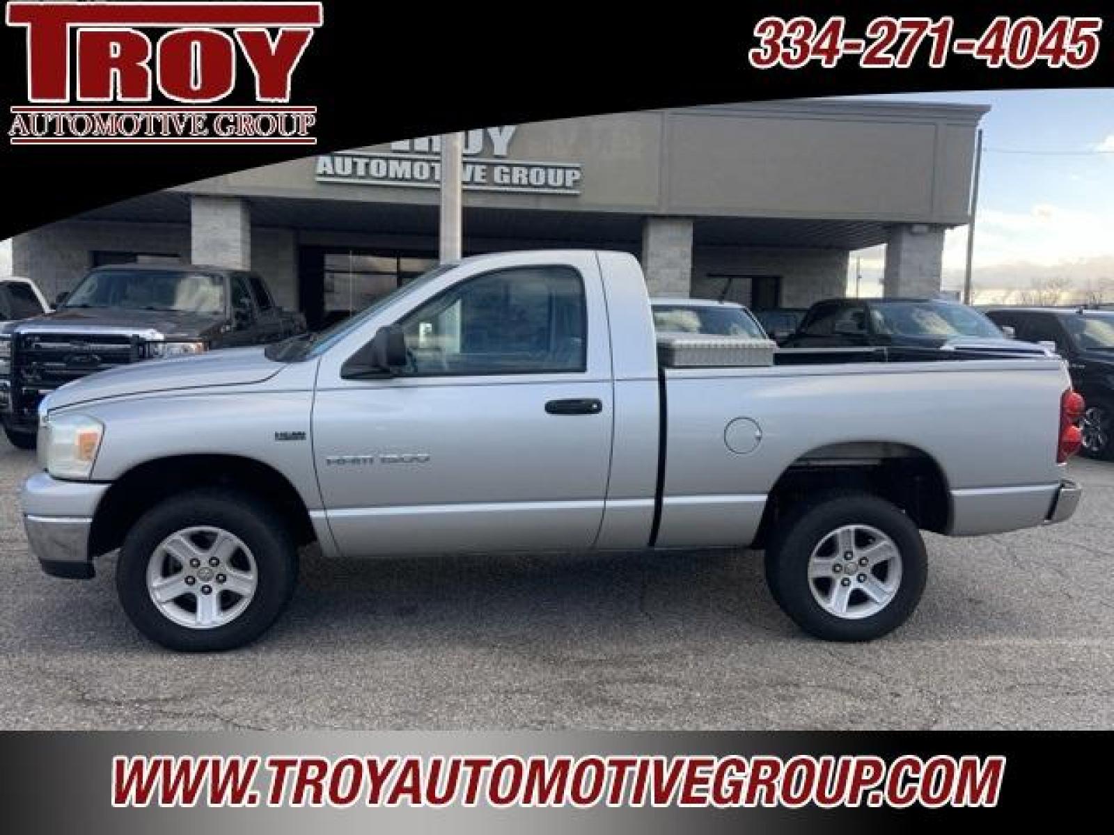 2007 Bright Silver Metallic Clearcoat /Medium Slate Gray Dodge Ram 1500 SLT (1D7HU16297J) with an HEMI 5.7L V8 Multi Displacement engine, Automatic transmission, located at 6812 Atlanta Hwy, Montgomery, AL, 36117, (334) 271-4045, 32.382118, -86.178673 - 1-Owner!!<br>4 x 4 !<br>Alloys!<br>Power Seat!!<br>5.7 V8 Hemi!!<br> - Photo #0