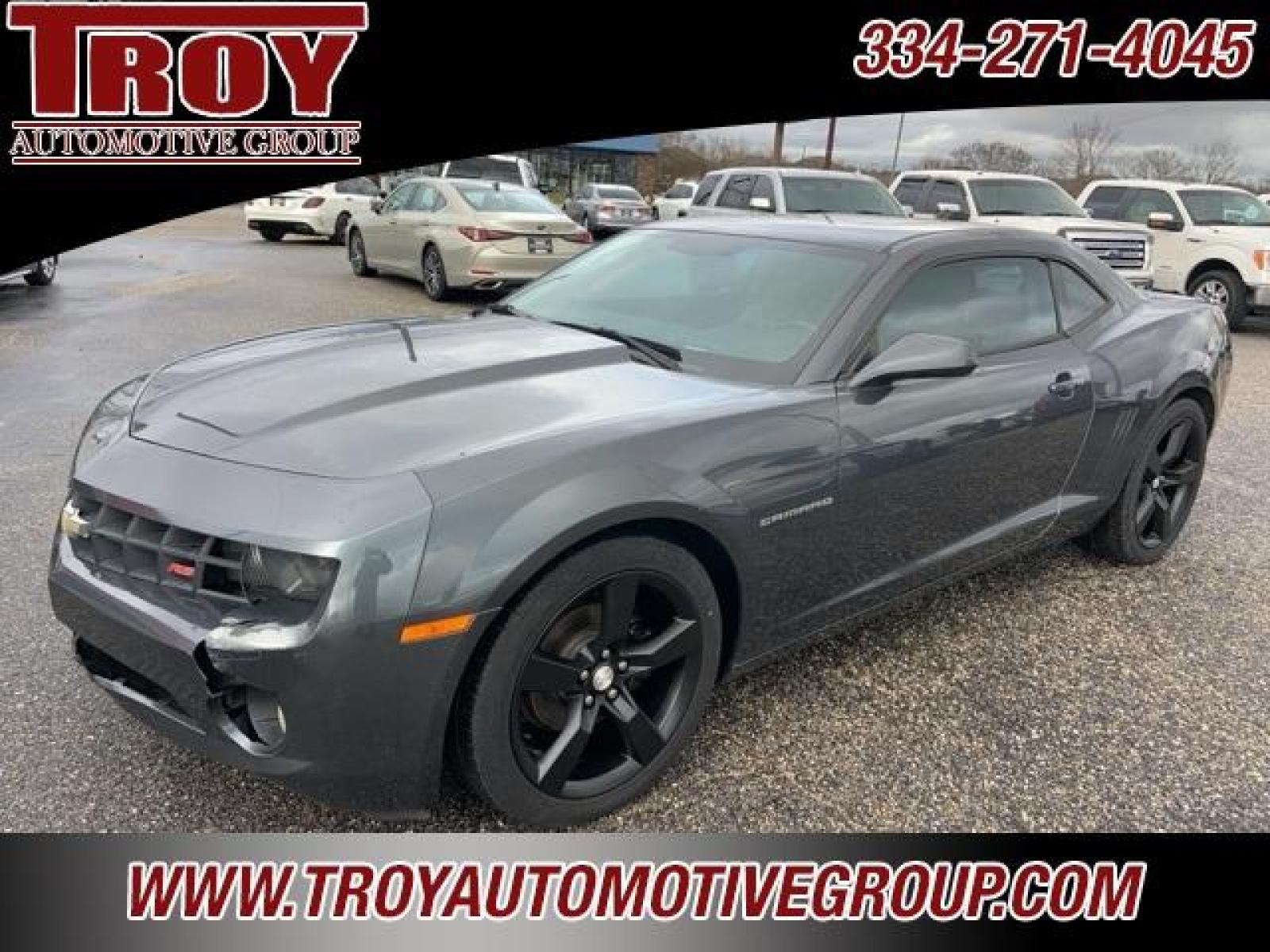 2011 Cyber Gray Metallic /Gray Chevrolet Camaro 2LT (2G1FC1ED7B9) with an 3.6L V6 SIDI VVT engine, Automatic transmission, located at 6812 Atlanta Hwy, Montgomery, AL, 36117, (334) 271-4045, 32.382118, -86.178673 - Torn Seat!! Front Bumper Cracked!!<br>Dent in quarter pane!!<br>Cyber Gray Metallic 2011 Chevrolet Camaro 2LT RWD 2LT 3.6L V6 SIDI VVT 6-Speed Automatic with TapShift<br><br>Financing Available---Top Value for Trades.<br><br>18/29 City/Highway MPG<br><br><br>Awards:<br> * JD Power Dependability S - Photo #2