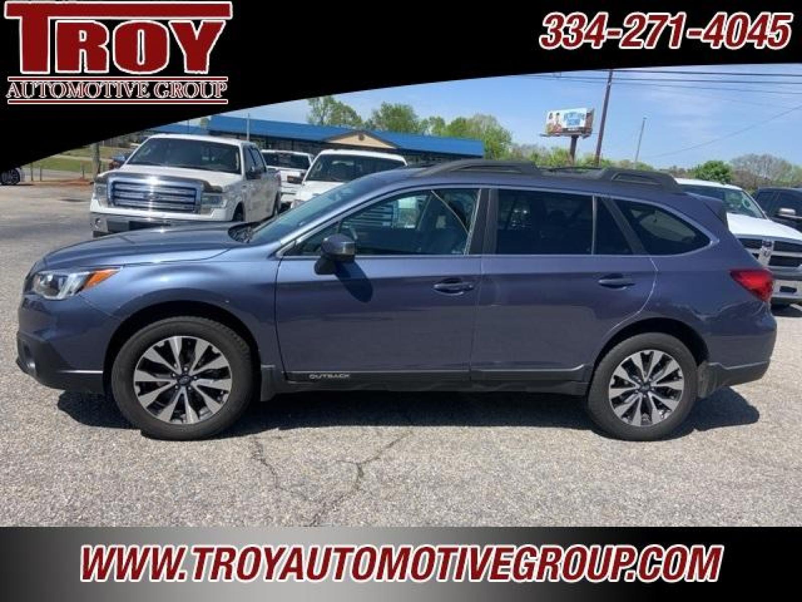 2017 Twilight Blue Metallic /Slate Black Subaru Outback 2.5i (4S4BSANC0H3) with an 2.5L 4-Cylinder DOHC 16V engine, CVT transmission, located at 6812 Atlanta Hwy, Montgomery, AL, 36117, (334) 271-4045, 32.382118, -86.178673 - Twilight Blue Metallic 2017 Subaru Outback 2.5i AWD Limited 2.5L 4-Cylinder DOHC 16V CVT Lineartronic<br><br>Financing Available---Top Value for Trades.<br><br>Odometer is 28209 miles below market average! 25/32 City/Highway MPG<br><br><br>Awards:<br> * ALG Residual Value Awards, Residual Value Awa - Photo #0