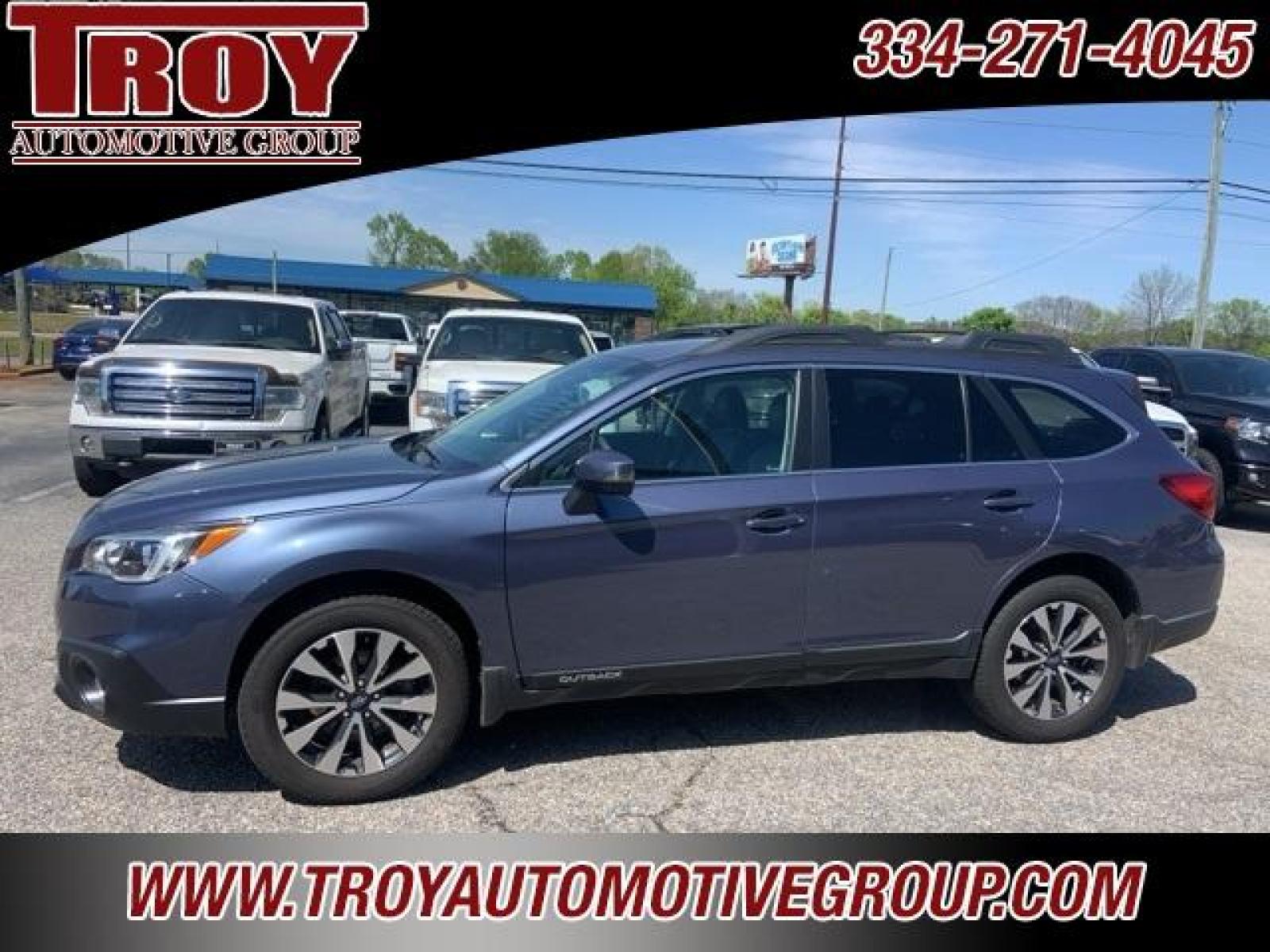 2017 Twilight Blue Metallic /Slate Black Subaru Outback 2.5i (4S4BSANC0H3) with an 2.5L 4-Cylinder DOHC 16V engine, CVT transmission, located at 6812 Atlanta Hwy, Montgomery, AL, 36117, (334) 271-4045, 32.382118, -86.178673 - Twilight Blue Metallic 2017 Subaru Outback 2.5i AWD Limited 2.5L 4-Cylinder DOHC 16V CVT Lineartronic<br><br>Financing Available---Top Value for Trades.<br><br>Odometer is 28209 miles below market average! 25/32 City/Highway MPG<br><br><br>Awards:<br> * ALG Residual Value Awards, Residual Value Awa - Photo #1