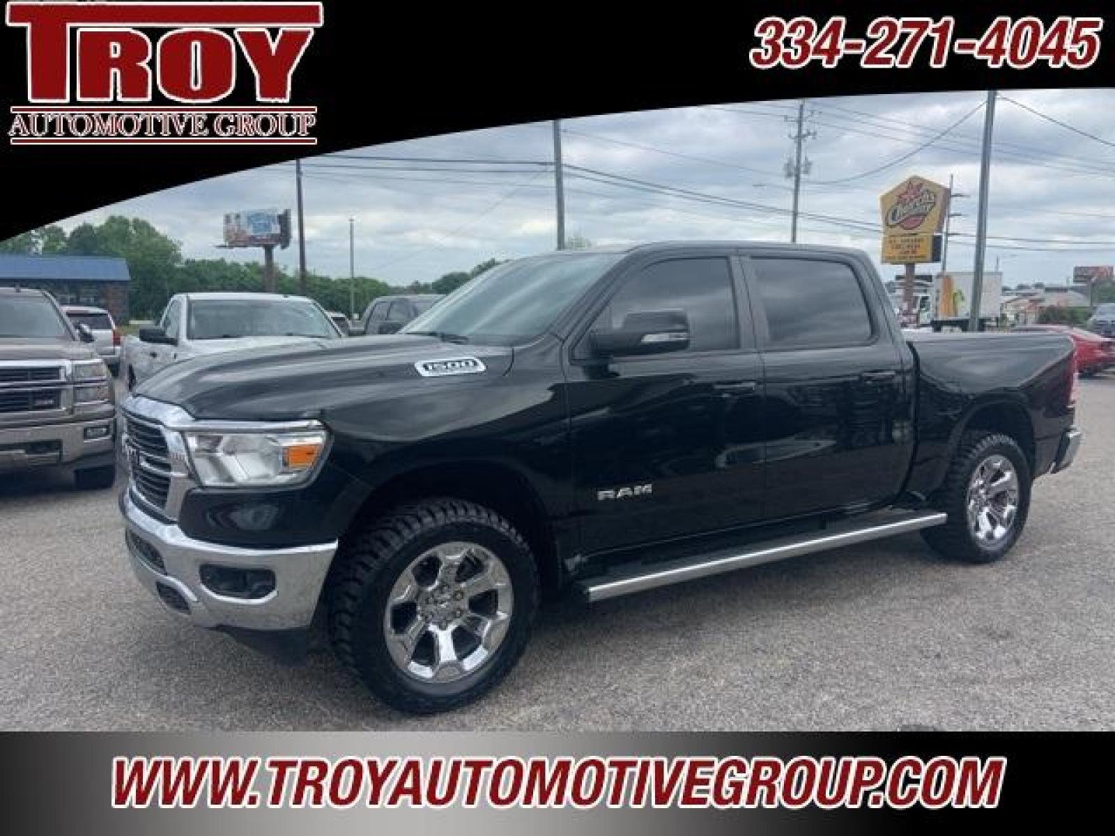 2021 Diamond Black Crystal Pearlcoat /Diesel Gray/Black Ram 1500 Big Horn/Lone Star (1C6SRFFT8MN) with an HEMI 5.7L V8 Multi Displacement VVT engine, Automatic transmission, located at 6812 Atlanta Hwy, Montgomery, AL, 36117, (334) 271-4045, 32.382118, -86.178673 - 1-Owner Local Trade!!<br>New 33x12.50x20 tires and level kit!!<br>Navigation!!<br>Premium 20 Wheels!!<br>Alpine Sound System!!<br>Hemi E-Torque V8 Engine!!<br>Heated Seats!!<br>Power Driver Seat <br>Tow Package!!<br>Flip Up Premium Bed Cover !!<br>Remote Start! - Photo #4