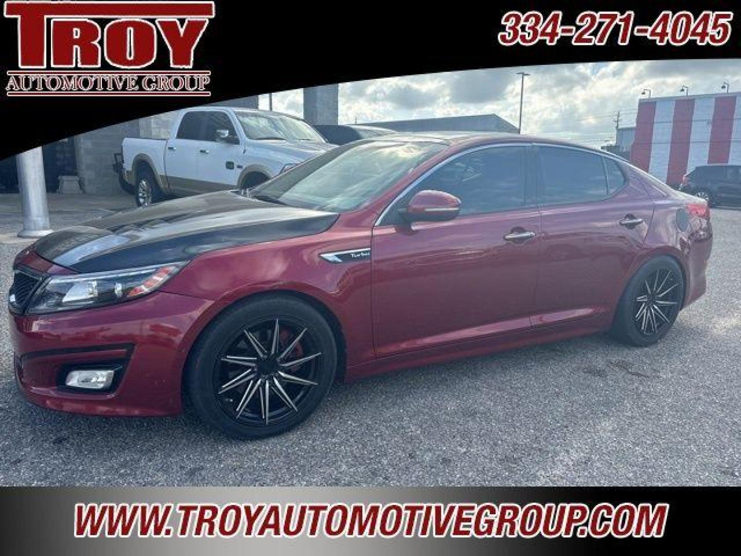 2015 Red Metallic /Black Kia Optima SX (5XXGR4A62FG) with an 2.0L I4 DGI DOHC Turbocharged engine, Automatic transmission, located at 6812 Atlanta Hwy, Montgomery, AL, 36117, (334) 271-4045, 32.382118, -86.178673 - Recent Arrival!<br>Custom Exhaust!!<br>Cold Air Intake!!<br>Carbon Fiber Hood!!<br>Sunroof!! Leather!! Navigation!!<br><br><br>Remington Red Metallic 2015 Kia Optima SXL FWD Turbo 2.0L I4 DGI DOHC Turbocharged 6-Speed Automatic with Sportmatic<br><br>Financing Available---Top Value for Trades.<br><b - Photo#2