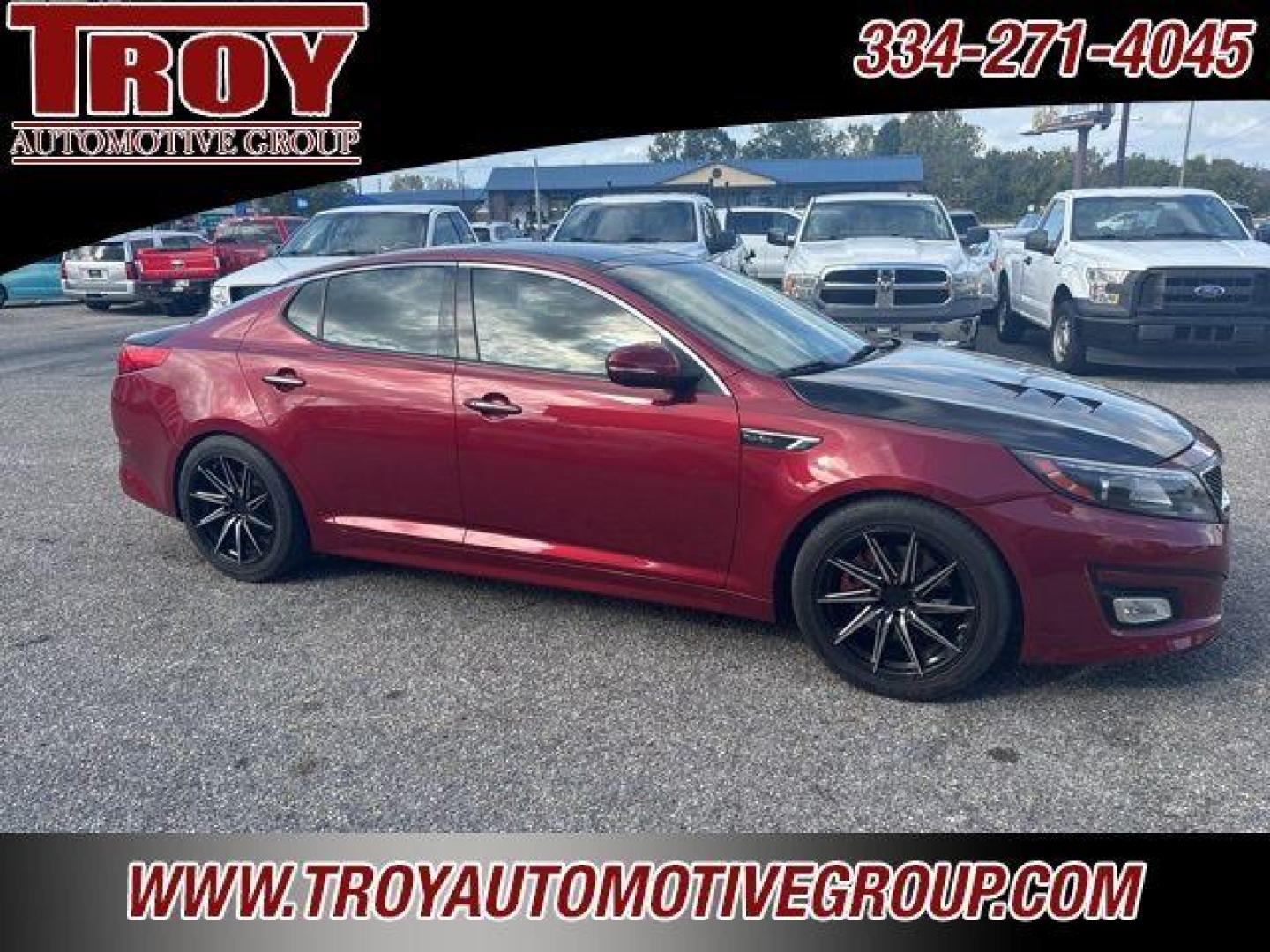 2015 Red Metallic /Black Kia Optima SX (5XXGR4A62FG) with an 2.0L I4 DGI DOHC Turbocharged engine, Automatic transmission, located at 6812 Atlanta Hwy, Montgomery, AL, 36117, (334) 271-4045, 32.382118, -86.178673 - Recent Arrival!<br>Custom Exhaust!!<br>Cold Air Intake!!<br>Carbon Fiber Hood!!<br>Sunroof!! Leather!! Navigation!!<br><br><br>Remington Red Metallic 2015 Kia Optima SXL FWD Turbo 2.0L I4 DGI DOHC Turbocharged 6-Speed Automatic with Sportmatic<br><br>Financing Available---Top Value for Trades.<br><b - Photo#8