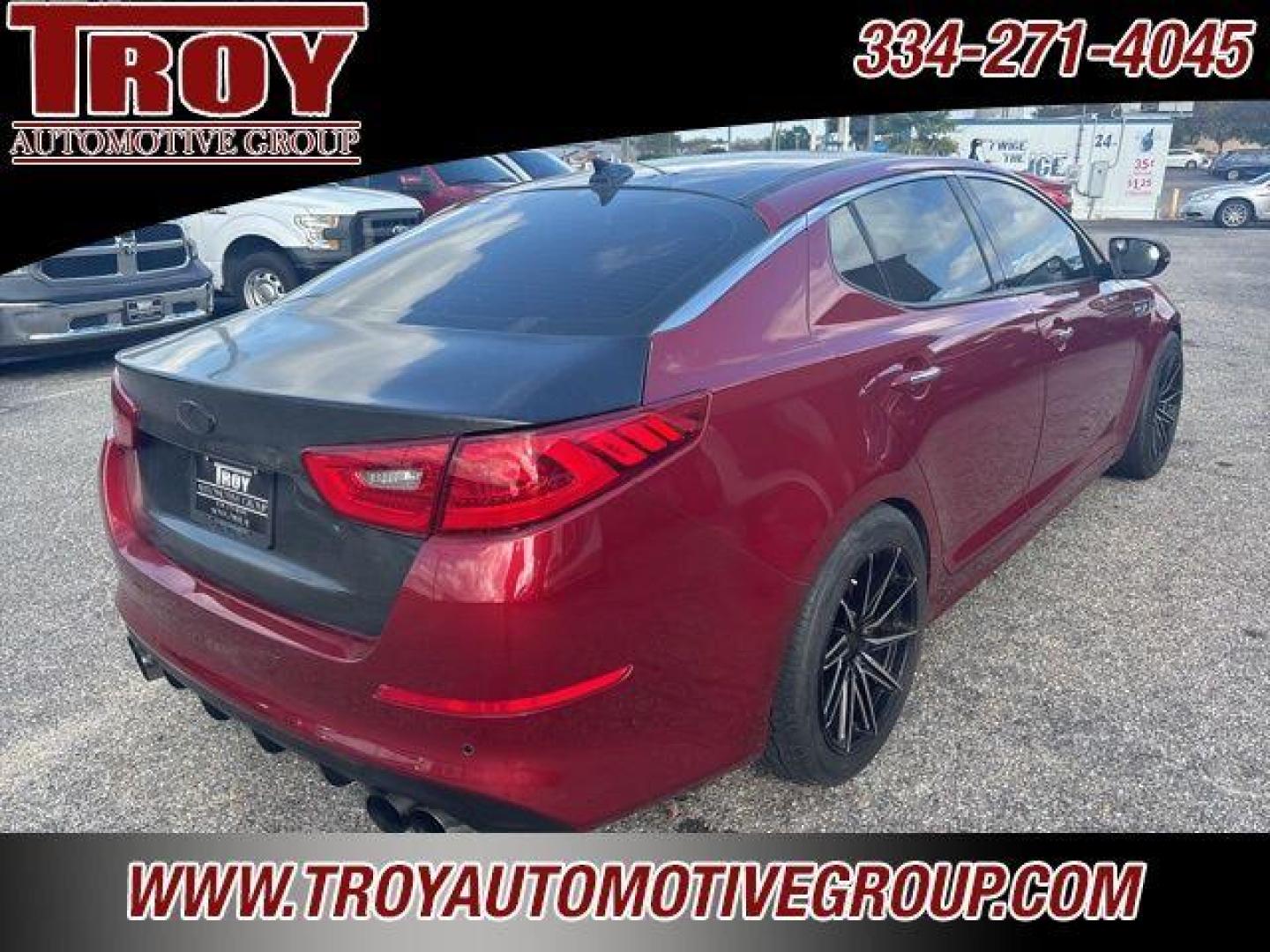 2015 Red Metallic /Black Kia Optima SX (5XXGR4A62FG) with an 2.0L I4 DGI DOHC Turbocharged engine, Automatic transmission, located at 6812 Atlanta Hwy, Montgomery, AL, 36117, (334) 271-4045, 32.382118, -86.178673 - Recent Arrival!<br>Custom Exhaust!!<br>Cold Air Intake!!<br>Carbon Fiber Hood!!<br>Sunroof!! Leather!! Navigation!!<br><br><br>Remington Red Metallic 2015 Kia Optima SXL FWD Turbo 2.0L I4 DGI DOHC Turbocharged 6-Speed Automatic with Sportmatic<br><br>Financing Available---Top Value for Trades.<br><b - Photo#13