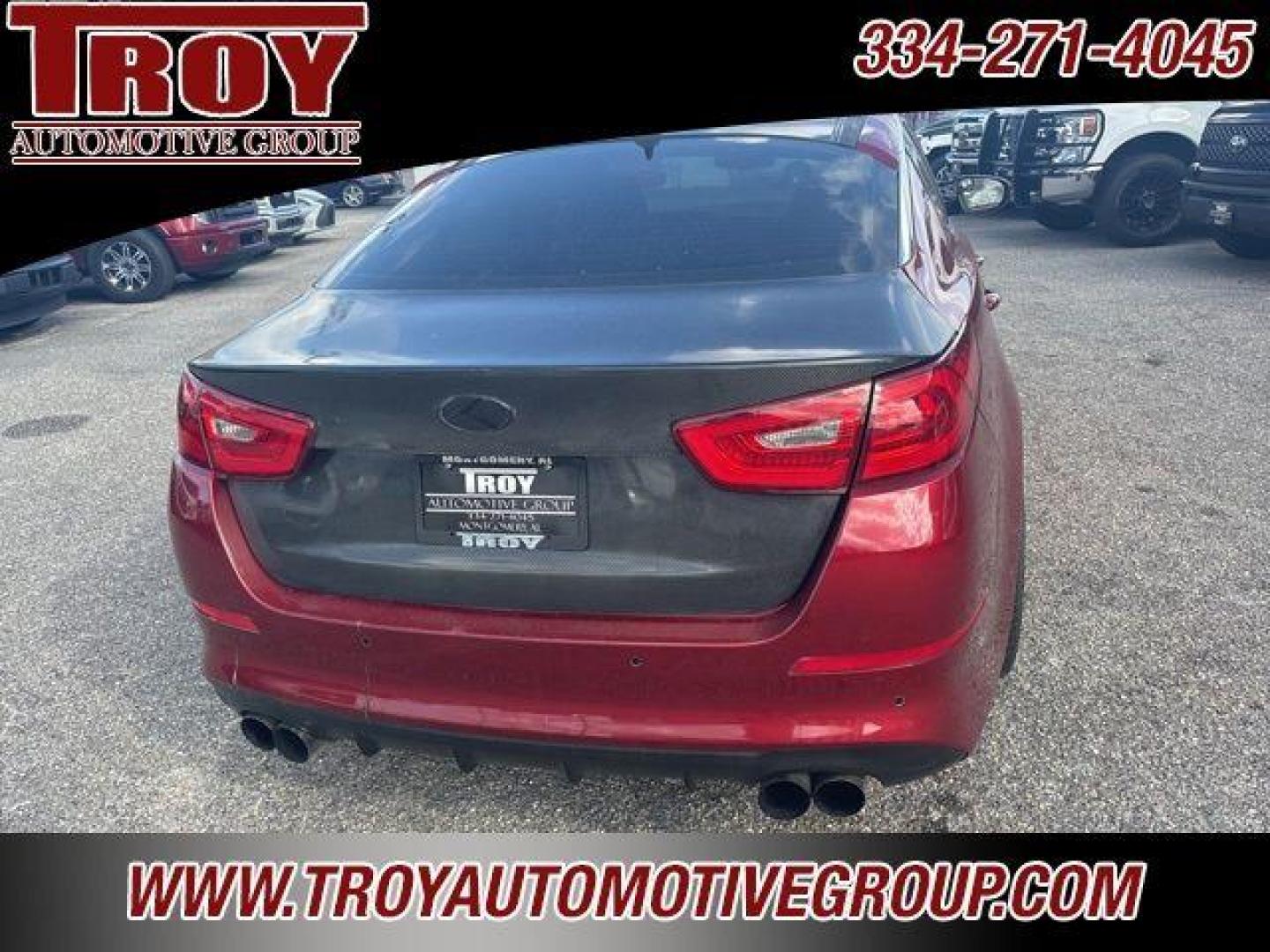 2015 Red Metallic /Black Kia Optima SX (5XXGR4A62FG) with an 2.0L I4 DGI DOHC Turbocharged engine, Automatic transmission, located at 6812 Atlanta Hwy, Montgomery, AL, 36117, (334) 271-4045, 32.382118, -86.178673 - Recent Arrival!<br>Custom Exhaust!!<br>Cold Air Intake!!<br>Carbon Fiber Hood!!<br>Sunroof!! Leather!! Navigation!!<br><br><br>Remington Red Metallic 2015 Kia Optima SXL FWD Turbo 2.0L I4 DGI DOHC Turbocharged 6-Speed Automatic with Sportmatic<br><br>Financing Available---Top Value for Trades.<br><b - Photo#14