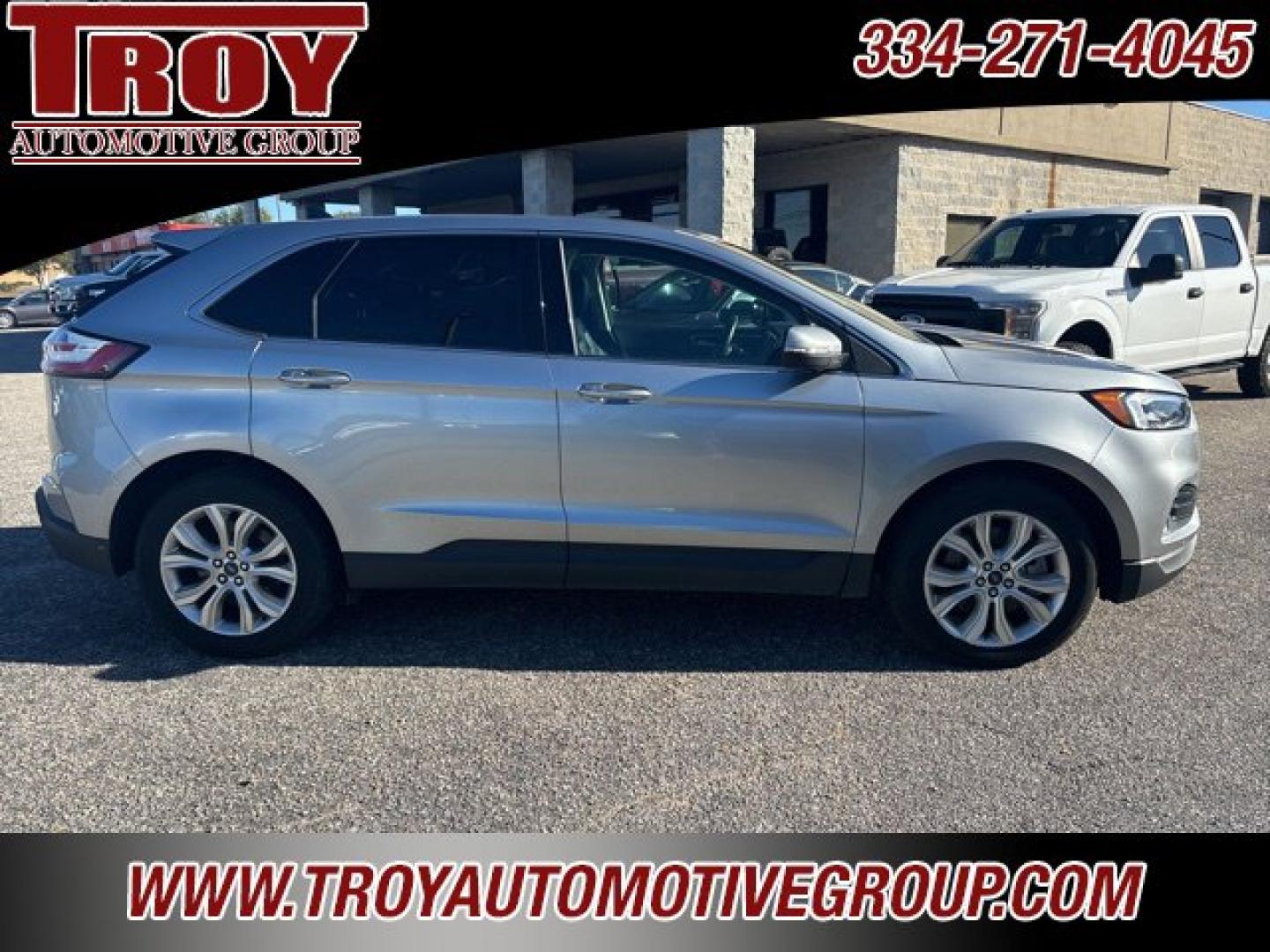 2022 Silver Metallic /Ebony Ford Edge Titanium (2FMPK4K95NB) with an EcoBoost 2.0L I4 GTDi DOHC Turbocharged VCT engine, Automatic transmission, located at 6812 Atlanta Hwy, Montgomery, AL, 36117, (334) 271-4045, 32.382118, -86.178673 - Silver Metallic 2022 Ford Edge Titanium AWD EcoBoost 2.0L I4 GTDi DOHC Turbocharged VCT 8-Speed Automatic<br><br>Financing Available---Top Value for Trades.<br><br>Odometer is 8569 miles below market average! 21/28 City/Highway MPG- Photo#0