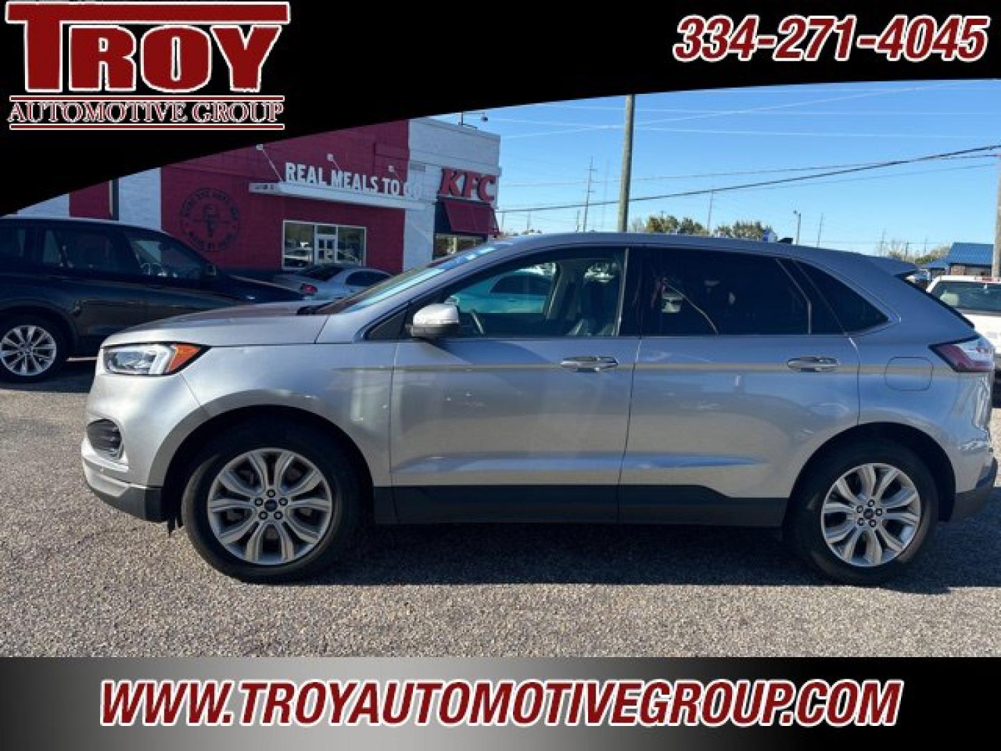 2022 Silver Metallic /Ebony Ford Edge Titanium (2FMPK4K95NB) with an EcoBoost 2.0L I4 GTDi DOHC Turbocharged VCT engine, Automatic transmission, located at 6812 Atlanta Hwy, Montgomery, AL, 36117, (334) 271-4045, 32.382118, -86.178673 - Silver Metallic 2022 Ford Edge Titanium AWD EcoBoost 2.0L I4 GTDi DOHC Turbocharged VCT 8-Speed Automatic<br><br>Financing Available---Top Value for Trades.<br><br>Odometer is 8569 miles below market average! 21/28 City/Highway MPG- Photo#1