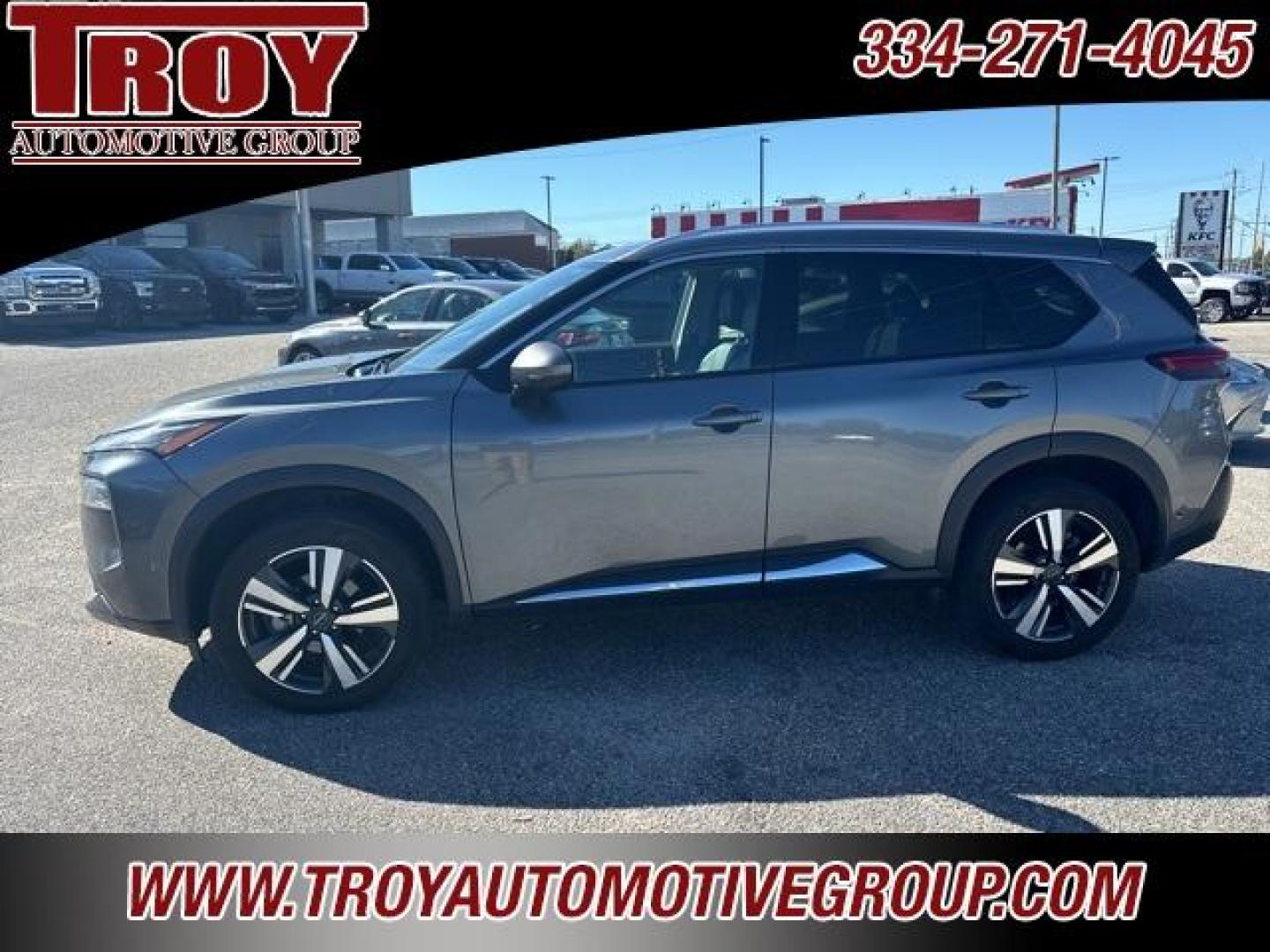 2023 Gun Metallic /Charcoal Nissan Rogue SL (5N1BT3CB8PC) with an 1.5L I3 Turbocharged DOHC 12V LEV3-ULEV50 201hp engine, CVT transmission, located at 6812 Atlanta Hwy, Montgomery, AL, 36117, (334) 271-4045, 32.382118, -86.178673 - Priced below KBB Fair Purchase Price!<br><br>Gun Metallic 2023 Nissan Rogue SL AWD 1.5L I3 Turbocharged DOHC 12V LEV3-ULEV50 201hp CVT with Xtronic<br><br>Financing Available---Top Value for Trades.<br><br>28/34 City/Highway MPG - Photo#1