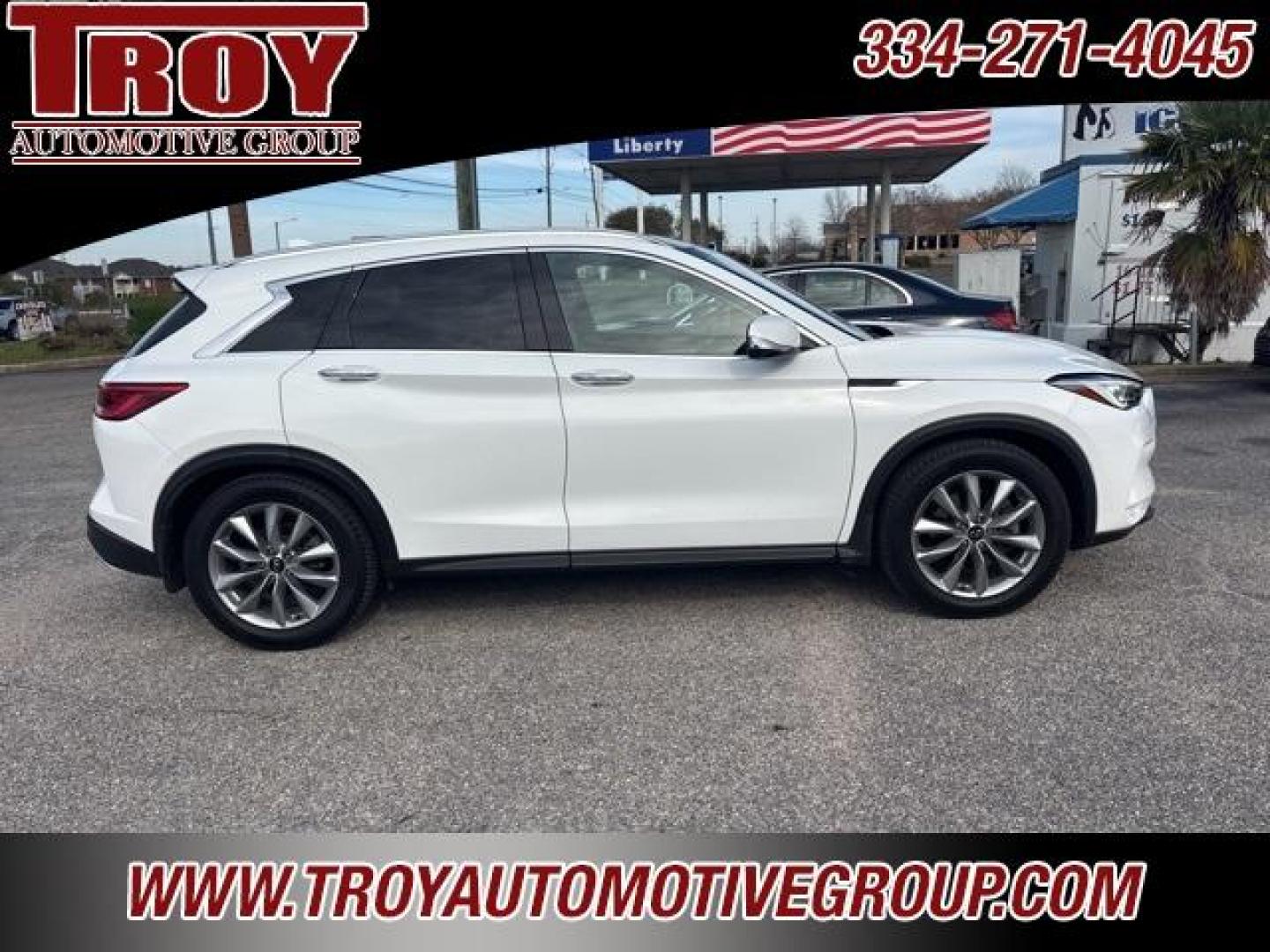 2020 Lunar White /Graphite INFINITI QX50 LUXE (3PCAJ5M1XLF) with an I4 engine, CVT transmission, located at 6812 Atlanta Hwy, Montgomery, AL, 36117, (334) 271-4045, 32.382118, -86.178673 - Photo#0
