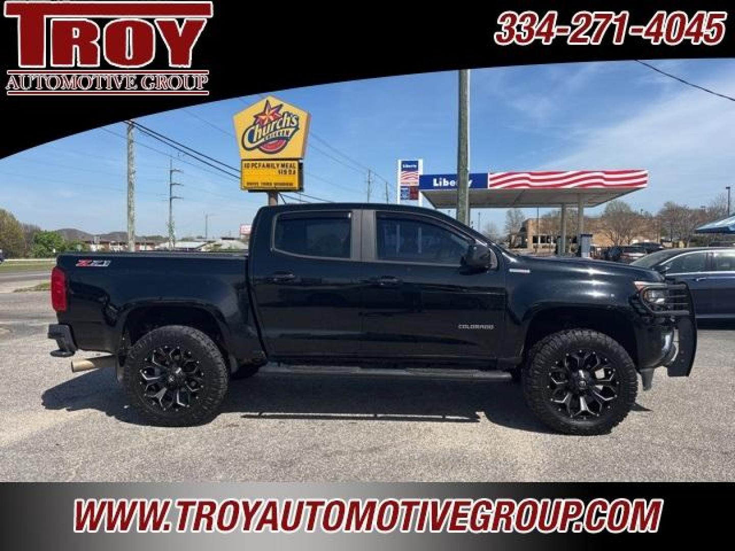 2017 Black /Jet Black Chevrolet Colorado Z71 (1GCPTDE13H1) with an 2.8L Duramax Turbodiesel engine, Automatic transmission, located at 6812 Atlanta Hwy, Montgomery, AL, 36117, (334) 271-4045, 32.382118, -86.178673 - 2.8L Diesel!! Z71 Package!!<br>Rough Country Lift!!<br>Fuel 20 Wheels w/Nitto Ridge Grappler Tires!<br>Brush Guard w/ Light Bar!!<br>Dual Power Front Seats!!<br>Heated Seats!!<br>Navigation w/Back Up Camera!!<br>Tow Package!! 2 Master Keys w/Remotes!!<br>Bedcover! - Photo#1