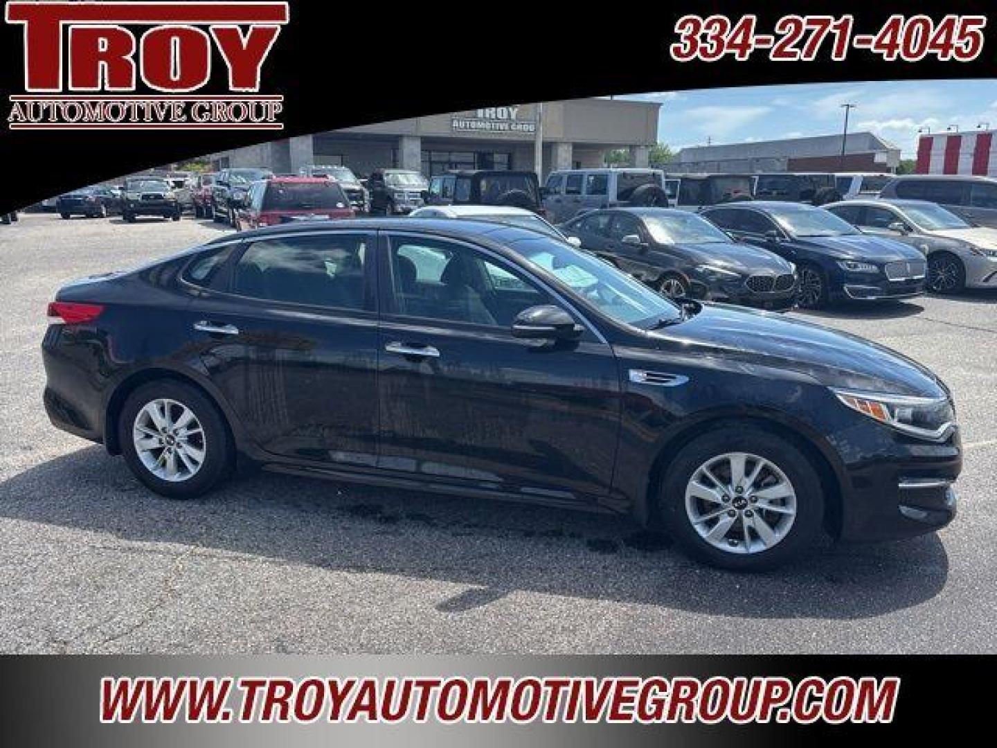 2016 Ebony Black /Black Kia Optima LX (5XXGT4L35GG) with an 2.4L I4 DGI DOHC engine, Automatic transmission, located at 6812 Atlanta Hwy, Montgomery, AL, 36117, (334) 271-4045, 32.382118, -86.178673 - Recent Arrival! New Price!<br>Alloys!!<br>Just Serviced!!<br><br>Ebony Black 2016 Kia Optima LX FWD 2.4L I4 DGI DOHC 6-Speed Automatic with Sportmatic<br><br>Financing Available---Top Value for Trades.<br><br>Odometer is 5000 miles below market average! 24/35 City/Highway MPG<br><br><br>Awards:<br> - Photo#9