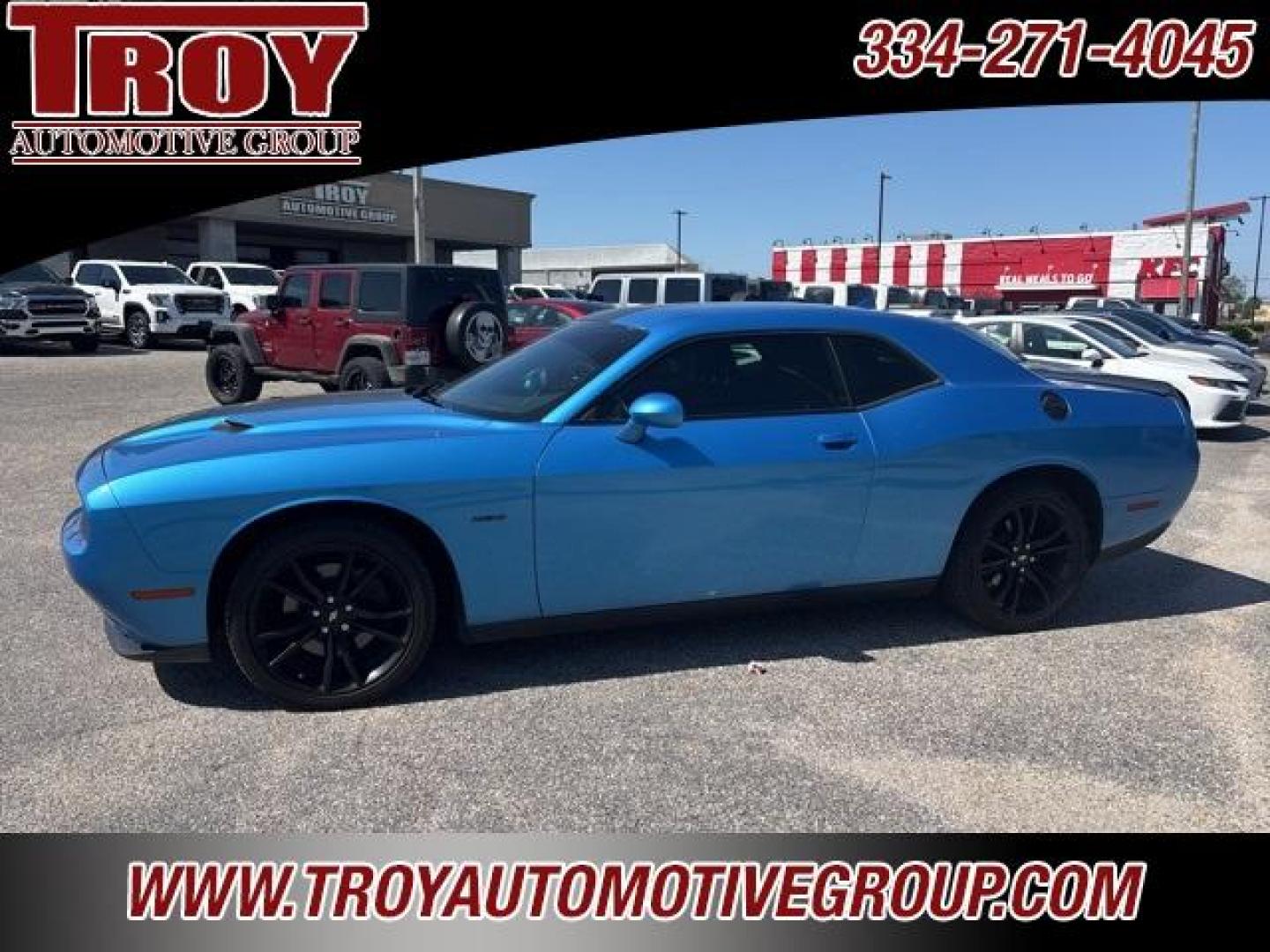 2018 B5 Blue Pearlcoat /Black Dodge Challenger R/T (2C3CDZBT7JH) with an HEMI 5.7L V8 Multi Displacement VVT engine, Automatic transmission, located at 6812 Atlanta Hwy, Montgomery, AL, 36117, (334) 271-4045, 32.382118, -86.178673 - Photo#2