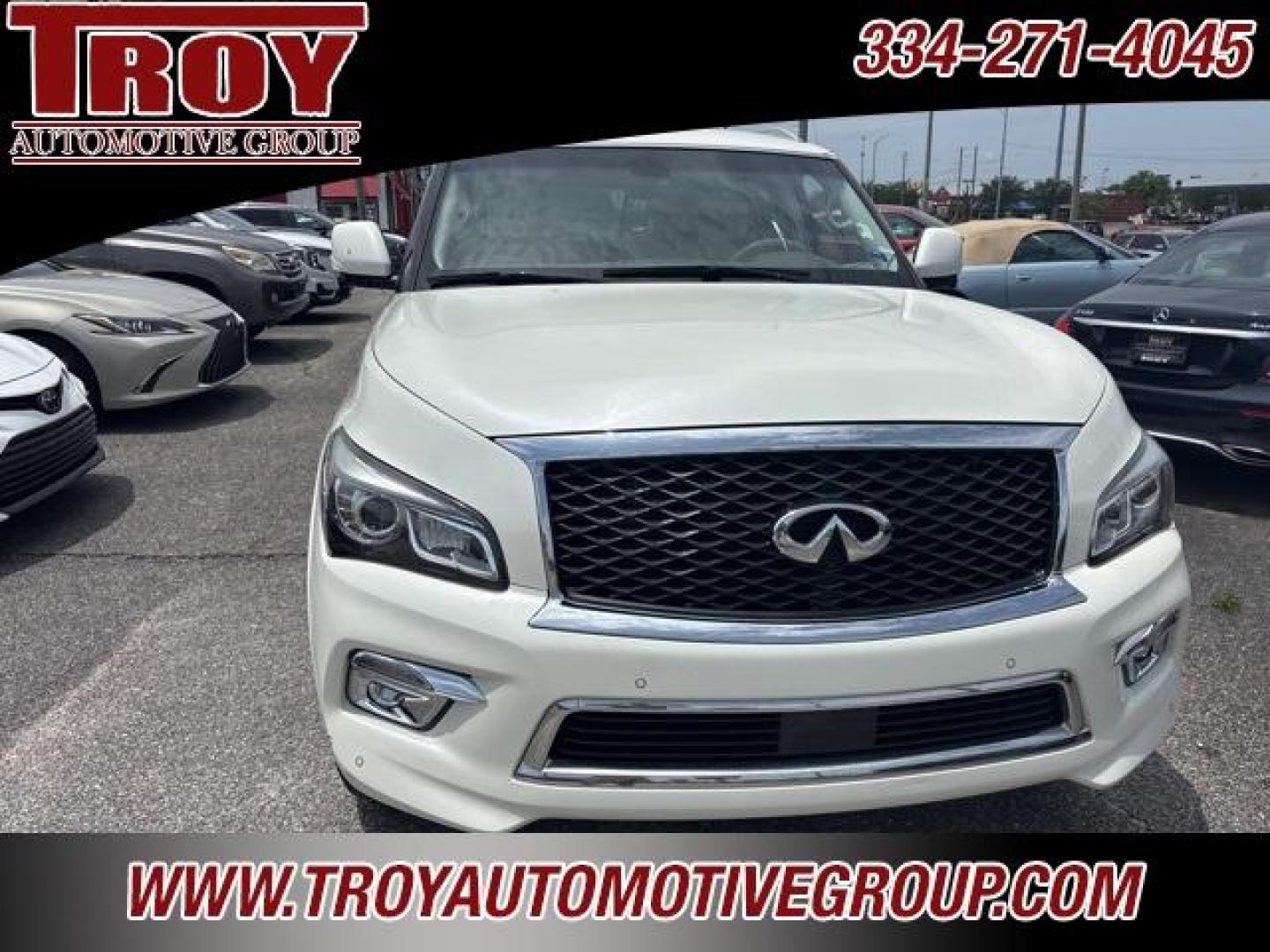 2016 Majestic White /Wheat INFINITI QX80 Base (JN8AZ2NFXG9) with an 5.6L V8 engine, Automatic transmission, located at 6812 Atlanta Hwy, Montgomery, AL, 36117, (334) 271-4045, 32.382118, -86.178673 - Photo#3