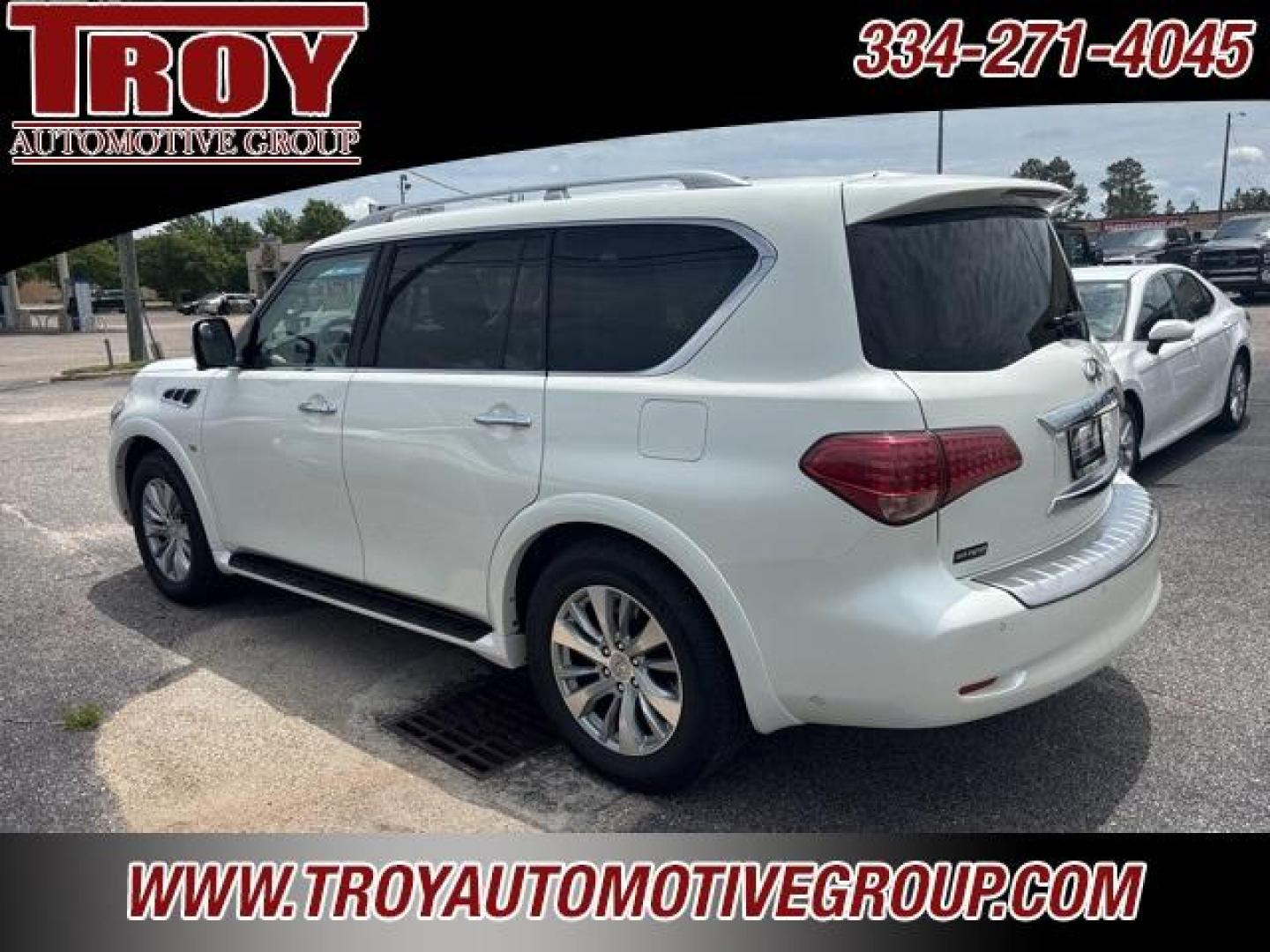 2016 Majestic White /Wheat INFINITI QX80 Base (JN8AZ2NFXG9) with an 5.6L V8 engine, Automatic transmission, located at 6812 Atlanta Hwy, Montgomery, AL, 36117, (334) 271-4045, 32.382118, -86.178673 - Photo#5