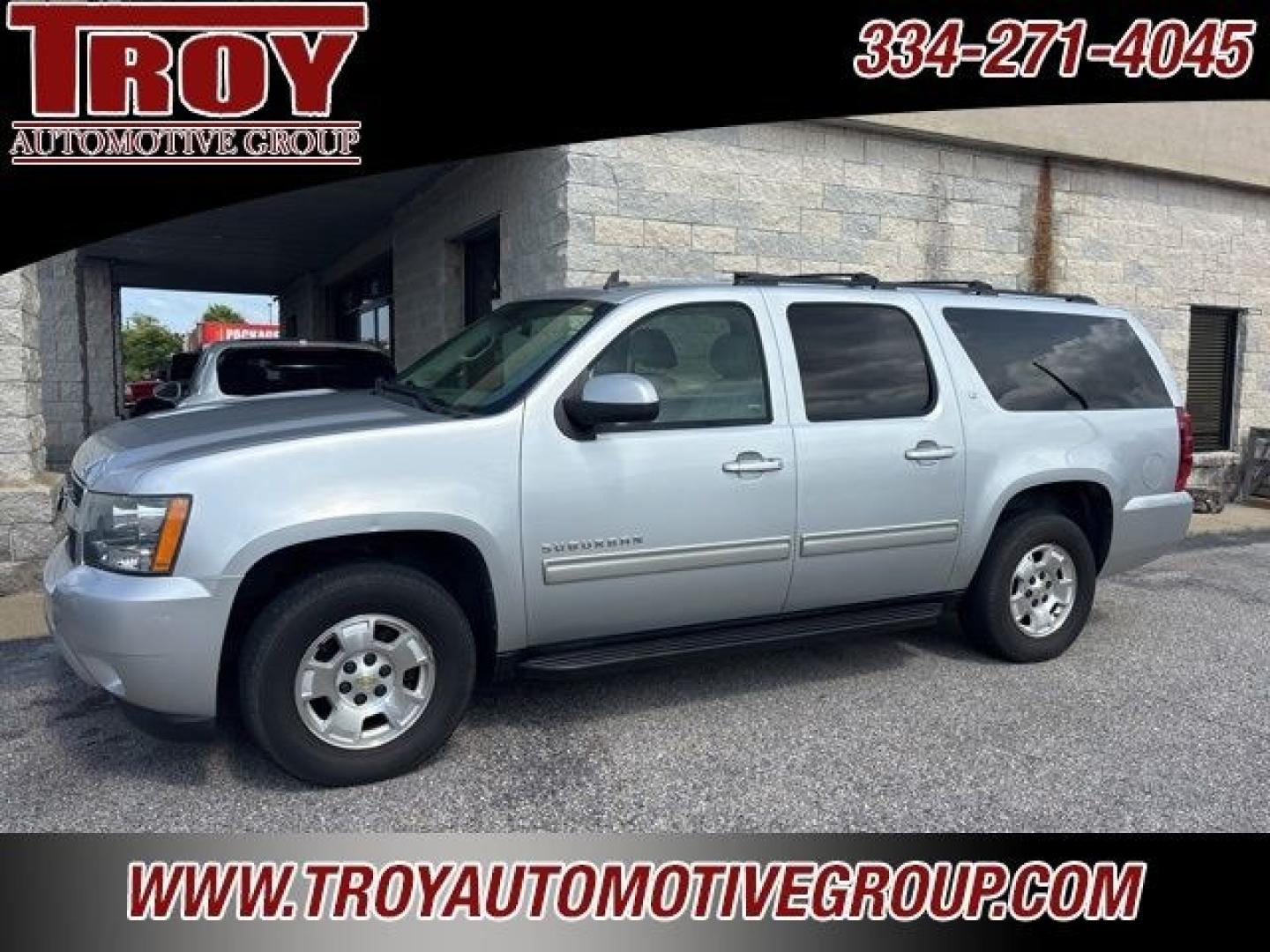 2013 Silver Ice Metallic /Light Titanium/Dark Titanium Chevrolet Suburban 1500 LT (1GNSCJE03DR) with an Vortec 5.3L V8 SFI Flex Fuel engine, Automatic transmission, located at 6812 Atlanta Hwy, Montgomery, AL, 36117, (334) 271-4045, 32.382118, -86.178673 - 2-Owner!!<br>Power Sunroof!!- Photo#1