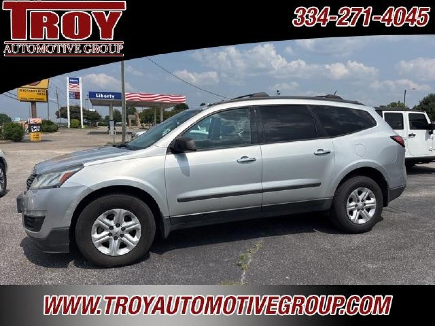 2016 Silver Ice Metallic /Dark Titanium/Light Titanium Chevrolet Traverse LS (1GNKRFED6GJ) with an 3.6L V6 SIDI engine, Automatic transmission, located at 6812 Atlanta Hwy, Montgomery, AL, 36117, (334) 271-4045, 32.382118, -86.178673 - 3rd Seat!!<br>Tow Package!!<br>Back Up Camera!! - Photo#1