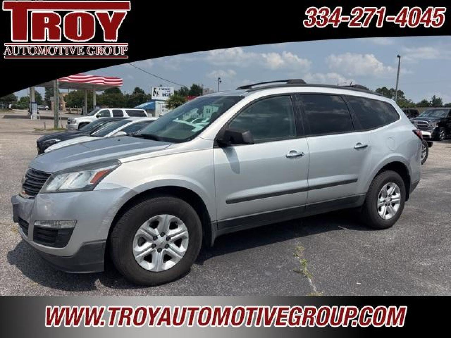 2016 Silver Ice Metallic /Dark Titanium/Light Titanium Chevrolet Traverse LS (1GNKRFED6GJ) with an 3.6L V6 SIDI engine, Automatic transmission, located at 6812 Atlanta Hwy, Montgomery, AL, 36117, (334) 271-4045, 32.382118, -86.178673 - 3rd Seat!!<br>Tow Package!!<br>Back Up Camera!! - Photo#2