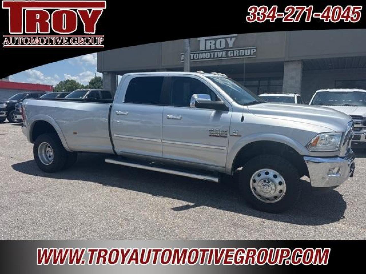 2018 Bright Silver Metallic Clearcoat /Black Ram 3500 Laramie (3C63RRJL3JG) with an Cummins 6.7L I6 Turbodiesel engine, Automatic transmission, located at 6812 Atlanta Hwy, Montgomery, AL, 36117, (334) 271-4045, 32.382118, -86.178673 - Brand New Tires!!<br>Just Serviced!!<br><br>Recent Arrival! Priced below KBB Fair Purchase Price!<br><br>Bright Silver Metallic Clearcoat 2018 Ram 3500 Laramie 4WD Cummins 6.7L I6 Turbodiesel Aisin 6-Speed Automatic<br><br>Financing Available---Top Value for Trades.<br><br>Odometer is 39994 miles be - Photo#1
