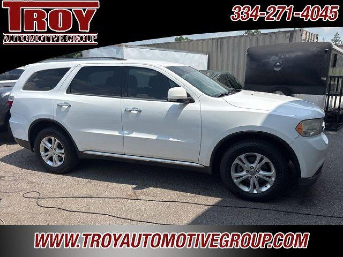 2013 Bright White Clearcoat /Dark Graystone/Medium Graystone Interior Dodge Durango Crew (1C4RDHDG0DC) with an 3.6L V6 Flex Fuel 24V VVT engine, Automatic transmission, located at 6812 Atlanta Hwy, Montgomery, AL, 36117, (334) 271-4045, 32.382118, -86.178673 - Bright White Clearcoat 2013 Dodge Durango Crew RWD 3.6L V6 Flex Fuel 24V VVT 5-Speed Automatic<br><br>Financing Available---Top Value for Trades.<br><br>Odometer is 31184 miles below market average!<br><br><br>Awards:<br> * Ward's 10 Best Engines<br><br>Reviews:<br> * If you require a vehicle that - Photo#1