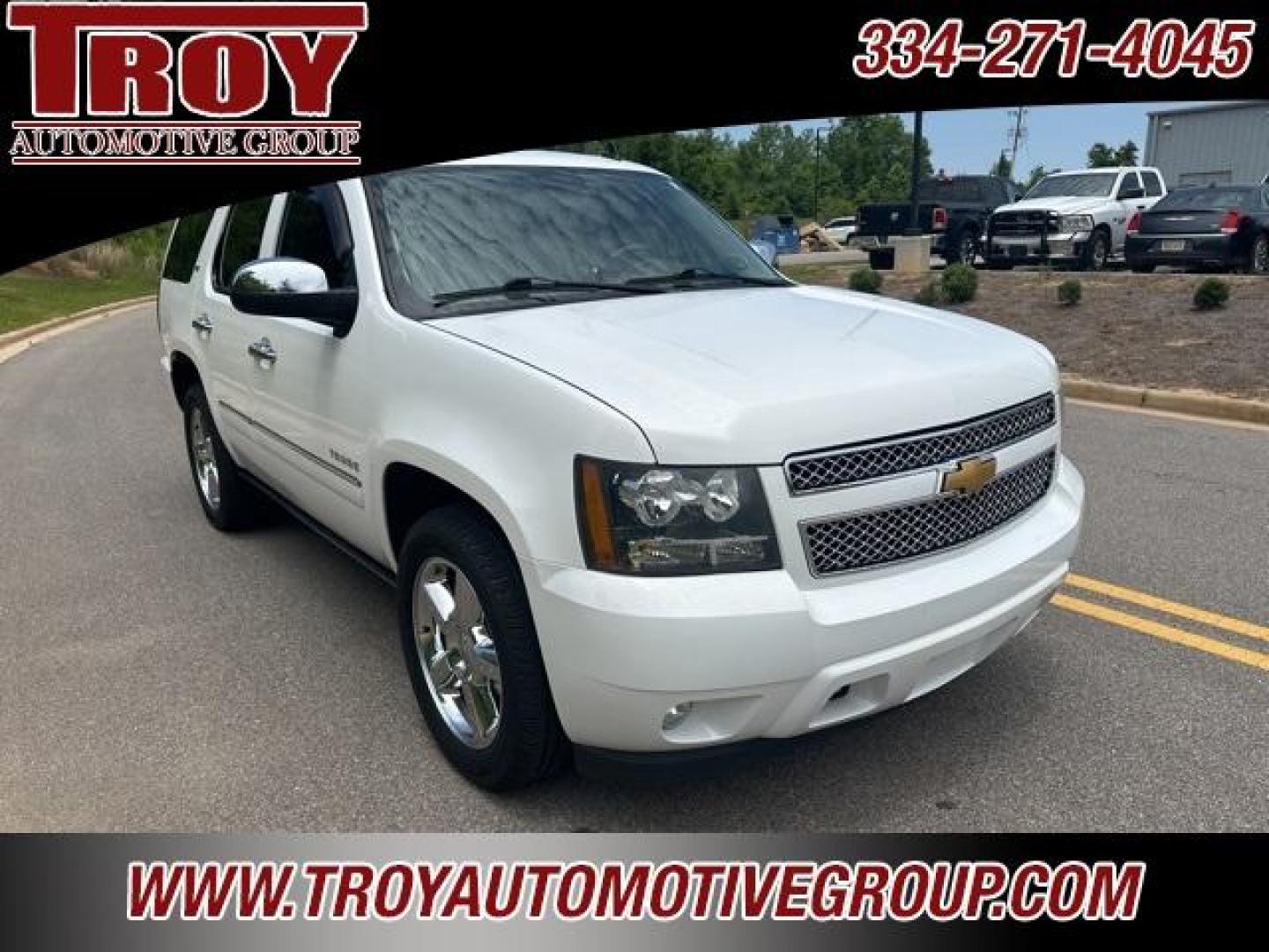 2014 Summit White /Light Cashmere/Dark Cashmere Chevrolet Tahoe LTZ (1GNSKCE04ER) with an Vortec 5.3L V8 SFI Flex Fuel Iron Block engine, Automatic transmission, located at 6812 Atlanta Hwy, Montgomery, AL, 36117, (334) 271-4045, 32.382118, -86.178673 - Summit White 2014 Chevrolet Tahoe LTZ 4WD Vortec 5.3L V8 SFI Flex Fuel Iron Block 6-Speed Automatic Electronic with Overdrive<br><br>Financing Available---Top Value for Trades.<br><br>Odometer is 57620 miles below market average!<br><br><br>Awards:<br> * JD Power Dependability Study * 2014 KBB.co - Photo#2