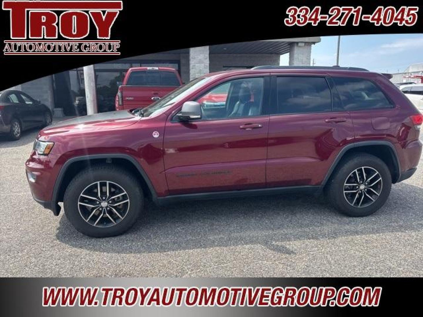 2017 Velvet Red Pearlcoat /Black Jeep Grand Cherokee Trailhawk (1C4RJFLG6HC) with an 3.6L V6 24V VVT engine, Automatic transmission, located at 6812 Atlanta Hwy, Montgomery, AL, 36117, (334) 271-4045, 32.382118, -86.178673 - 1-Owner!!<br>Power Sunroof!!<br>Tow Package!!<br>Blind Spot Monitors!!<br> - Photo#1