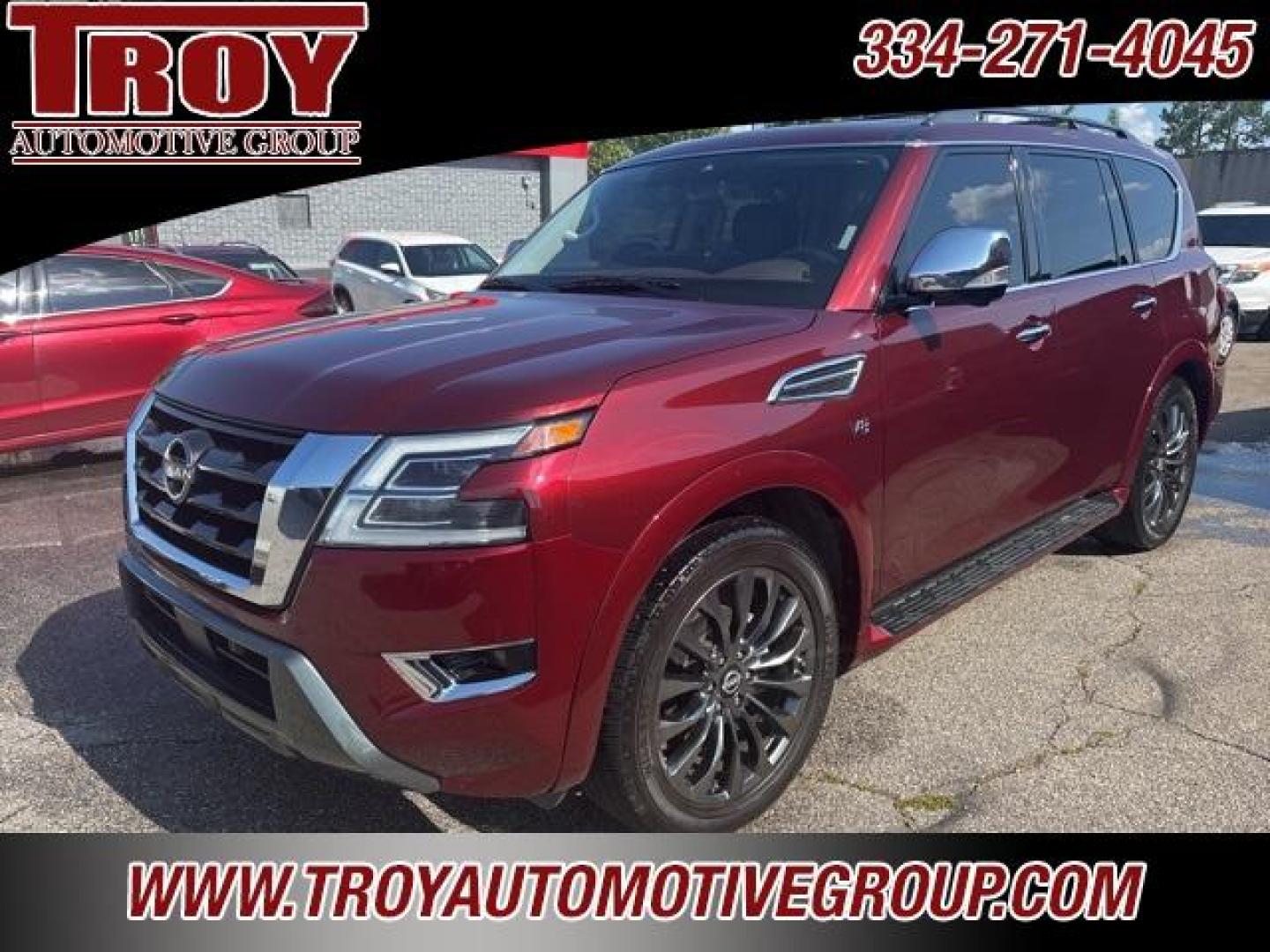2021 Coulis Red Pearl /Black Nissan Armada Platinum (JN8AY2DA1M9) with an 5.6L V8 DOHC 32V LEV3-ULEV125 400hp engine, Automatic transmission, located at 6812 Atlanta Hwy, Montgomery, AL, 36117, (334) 271-4045, 32.382118, -86.178673 - Recent Arrival!<br><br>Coulis Red Pearl 2021 Nissan Armada Platinum RWD 5.6L V8 DOHC 32V LEV3-ULEV125 400hp 7-Speed Automatic<br><br>Financing Available---Top Value for Trades. - Photo#4