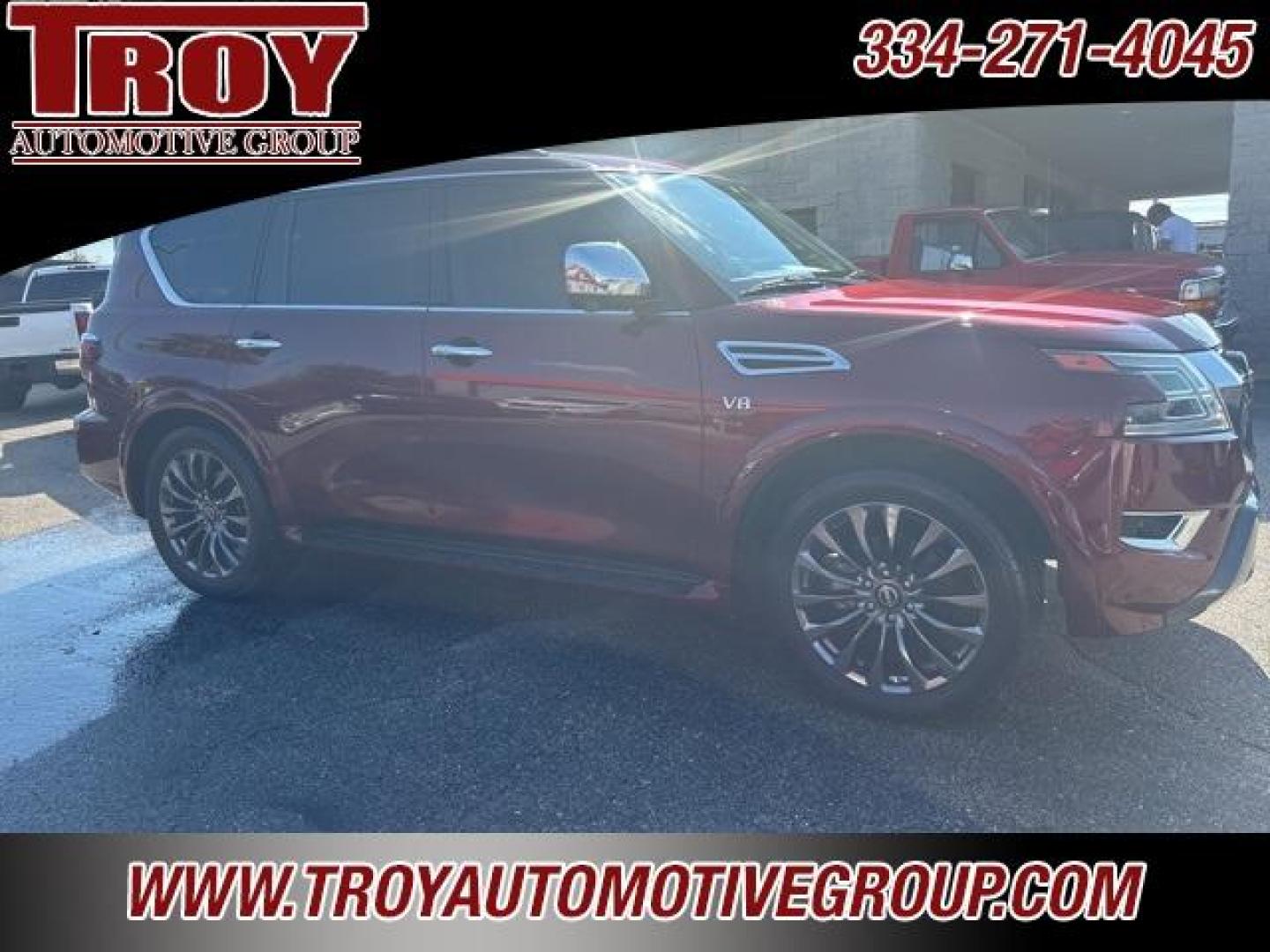 2021 Coulis Red Pearl /Black Nissan Armada Platinum (JN8AY2DA1M9) with an 5.6L V8 DOHC 32V LEV3-ULEV125 400hp engine, Automatic transmission, located at 6812 Atlanta Hwy, Montgomery, AL, 36117, (334) 271-4045, 32.382118, -86.178673 - Recent Arrival!<br><br>Coulis Red Pearl 2021 Nissan Armada Platinum RWD 5.6L V8 DOHC 32V LEV3-ULEV125 400hp 7-Speed Automatic<br><br>Financing Available---Top Value for Trades. - Photo#8