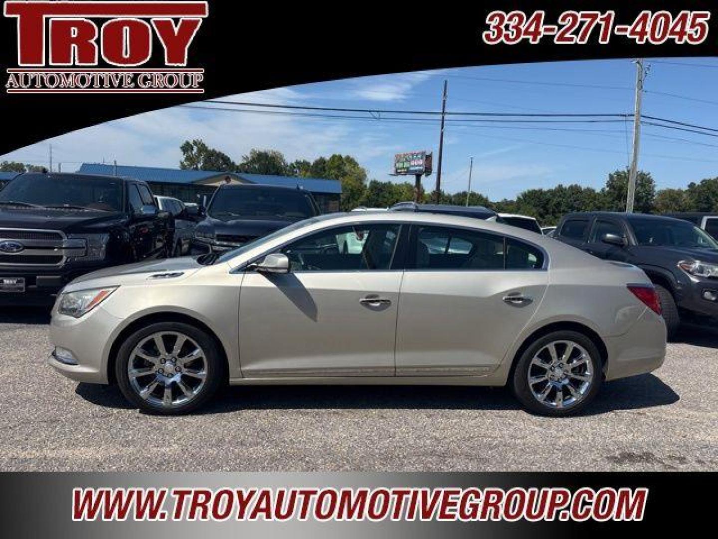 2014 Champagne Silver Metallic /Light Neutral Buick LaCrosse Leather Group (1G4GB5G30EF) with an 3.6L V6 E85 Flex Fuel SIDI DOHC VVT engine, Automatic transmission, located at 6812 Atlanta Hwy, Montgomery, AL, 36117, (334) 271-4045, 32.382118, -86.178673 - Power Sunroof!!<br>Bose Premium Sound System!!<br>2-Master Remote Start Keys!!<br>Navigation!! - Photo#0