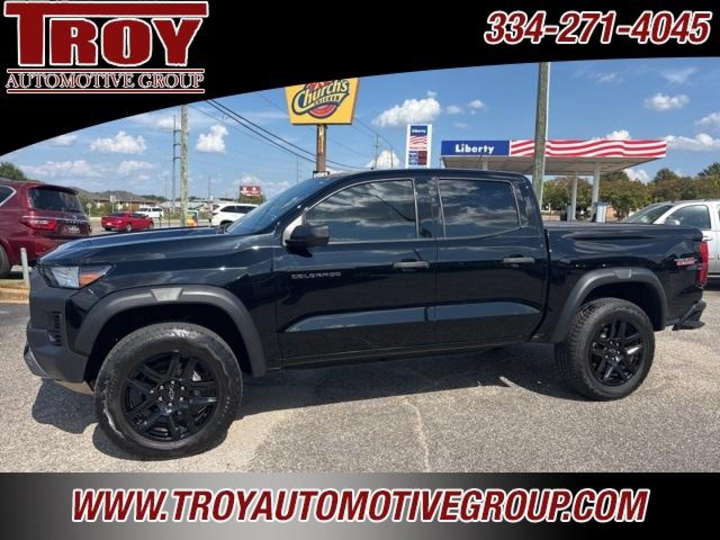 2023 Black /Jet Black Chevrolet Colorado Trail Boss (1GCPTEEK8P1) with an 2.7L Turbo engine, Automatic transmission, located at 6812 Atlanta Hwy, Montgomery, AL, 36117, (334) 271-4045, 32.382118, -86.178673 - Priced below KBB Fair Purchase Price!<br><br>Black 2023 Chevrolet Colorado Trail Boss 4WD 2.7L Turbo 8-Speed Automatic<br><br>Financing Available---Top Value for Trades.<br><br>Odometer is 17028 miles below market average! - Photo#1